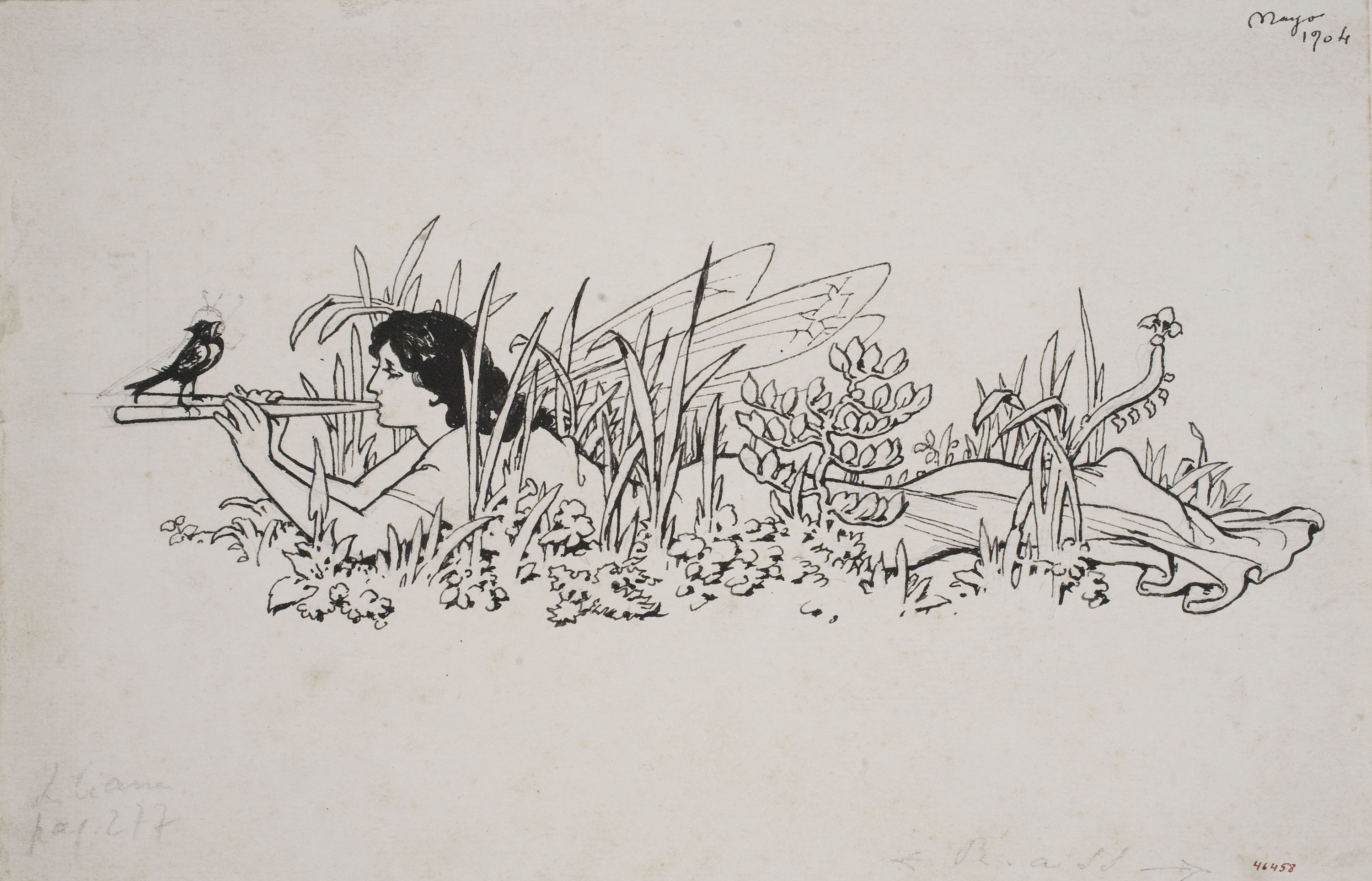 image for: Apel·les Mestres - Sílfide. Capçalera de pàgina per al poema «Liliana» d&#039;Apel·les Mestres - 1904