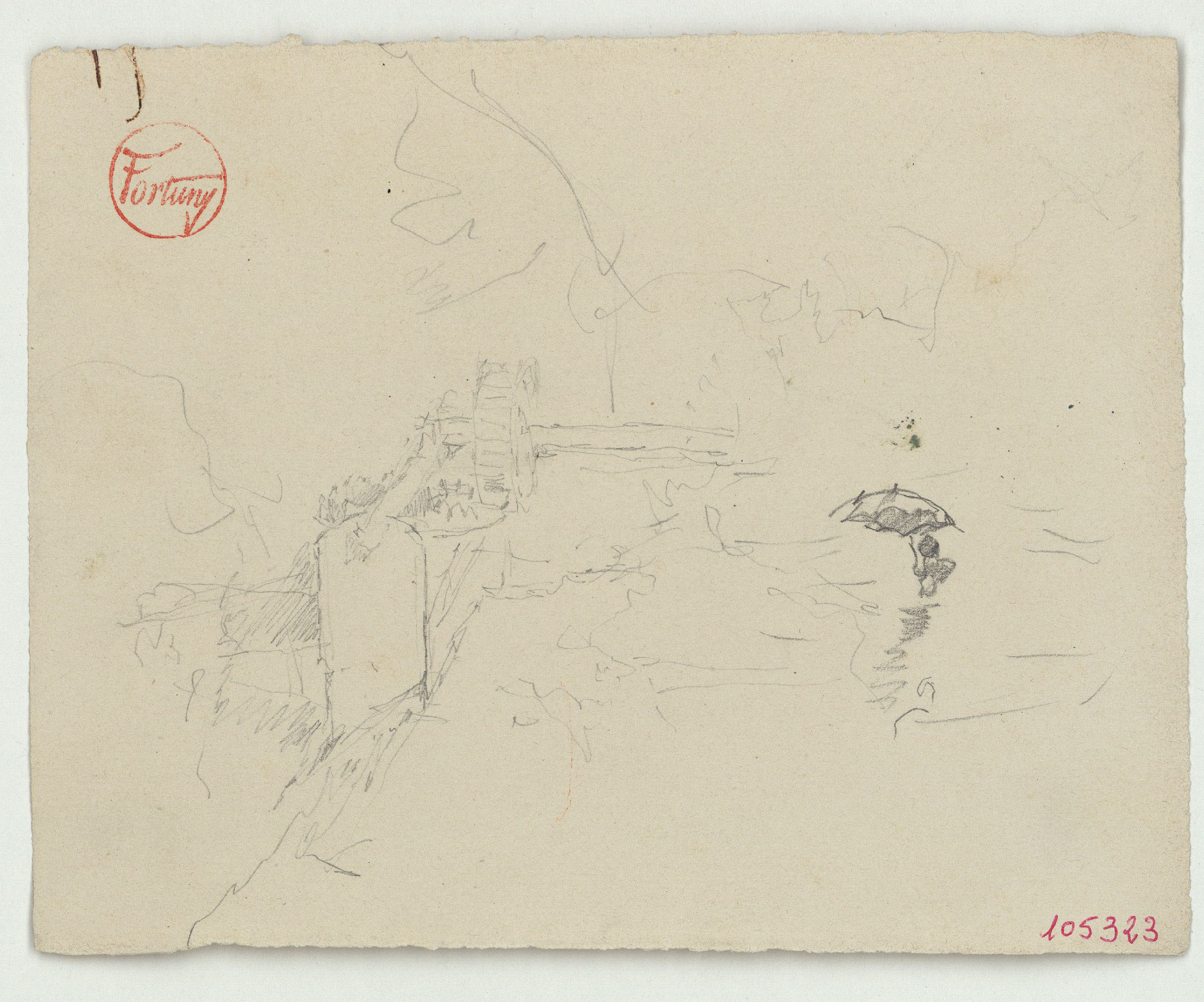 image for: Marià Fortuny - Paisatge i figura amb ombrel·la - Cap a 1867-1872