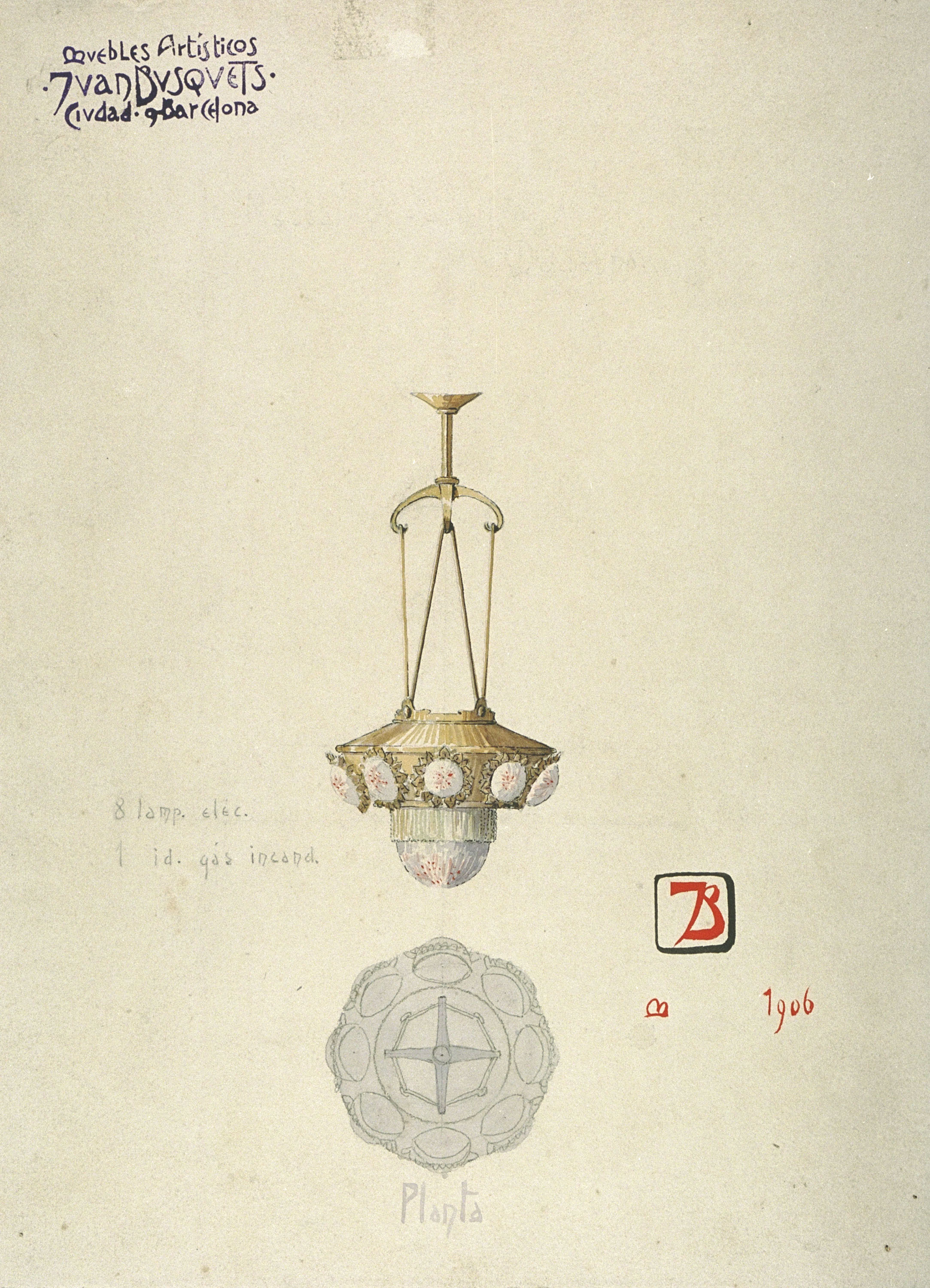 image for: Joan Busquets - Llum, vista frontal i de secció - 1906