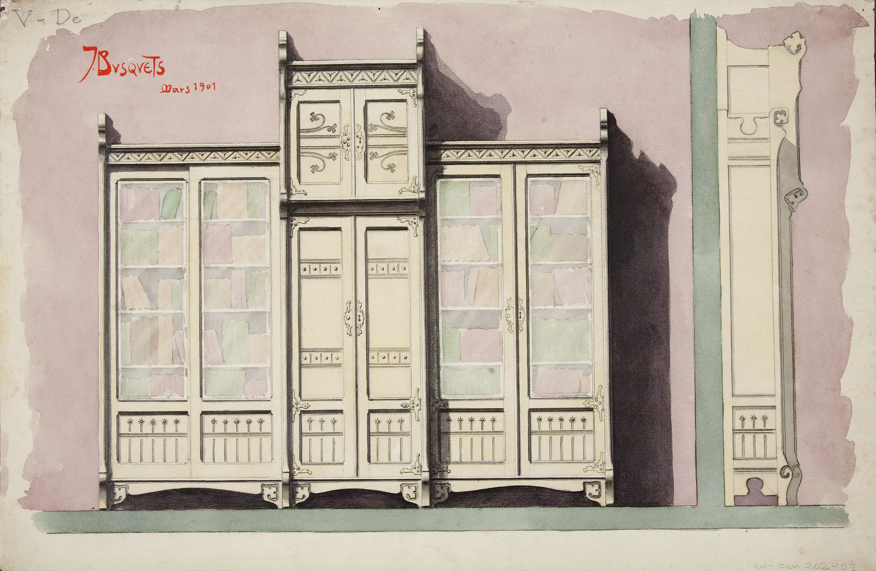 image for: Joan Busquets - Llibreria, vista frontal i de perfil, per al senyor Roig i Bergada - 1901