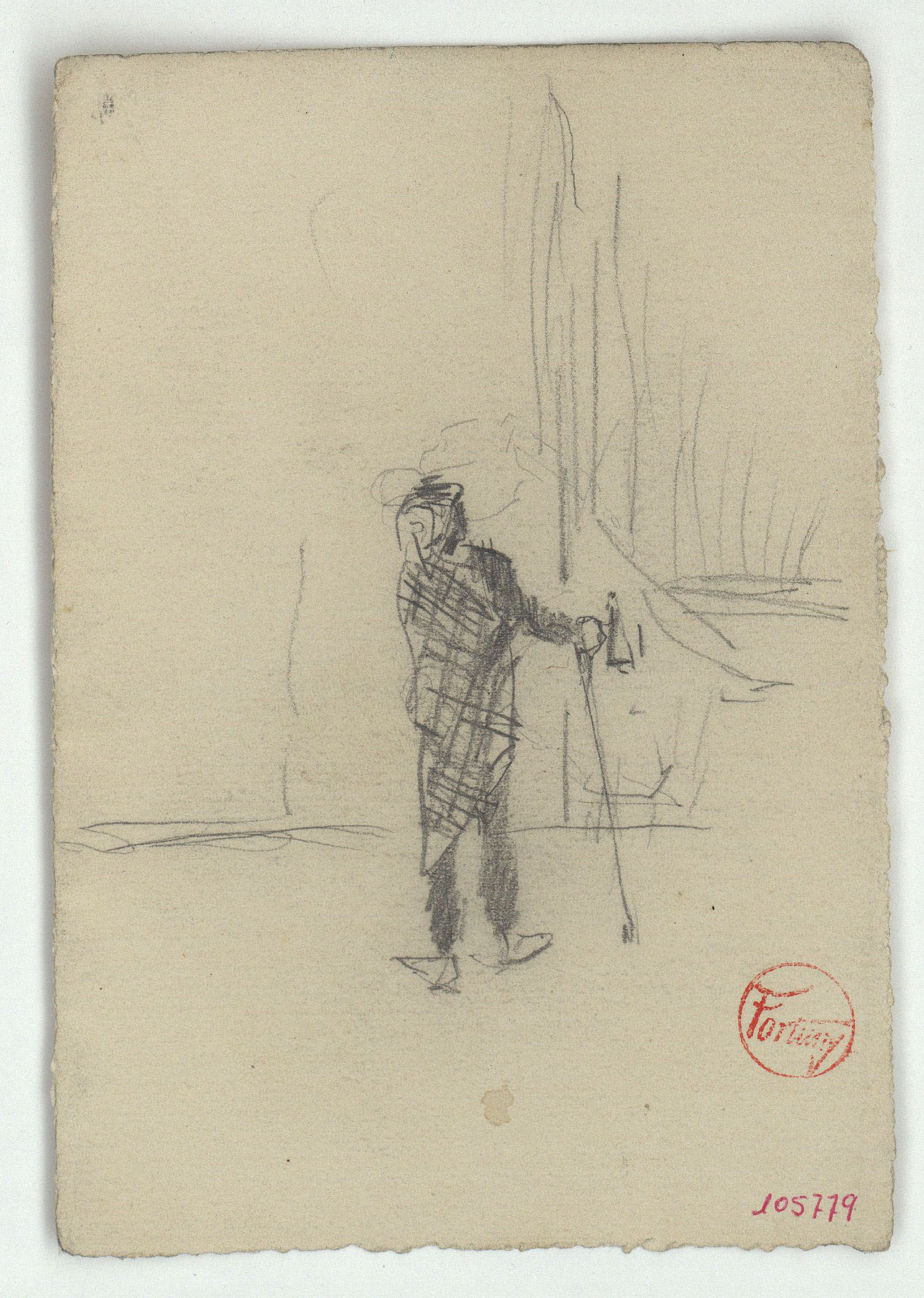 image for: Marià Fortuny - Home amb bastó - Cap a 1863-1866
