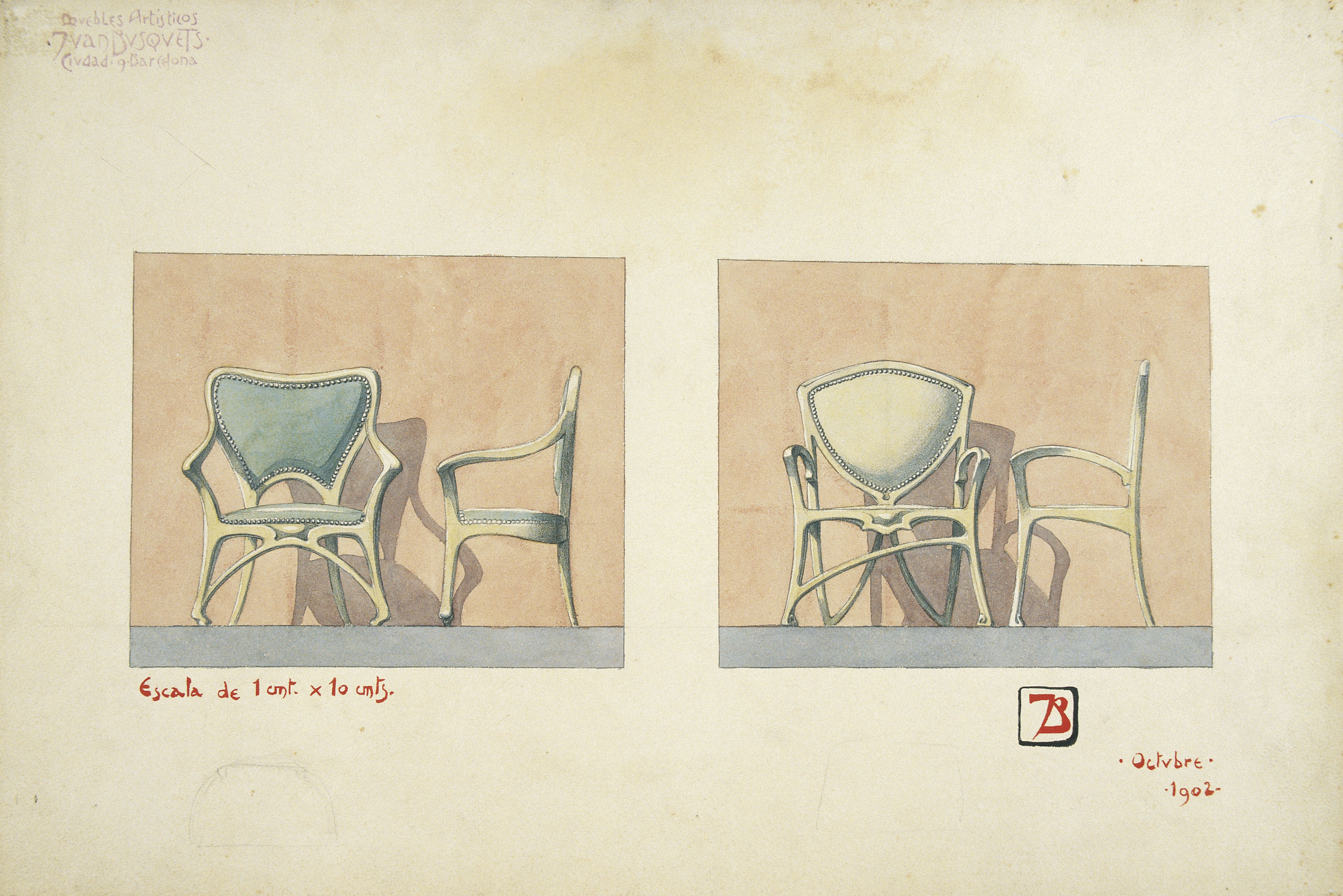 image for: Joan Busquets - Butaques, vista frontal i de perfil - 1902
