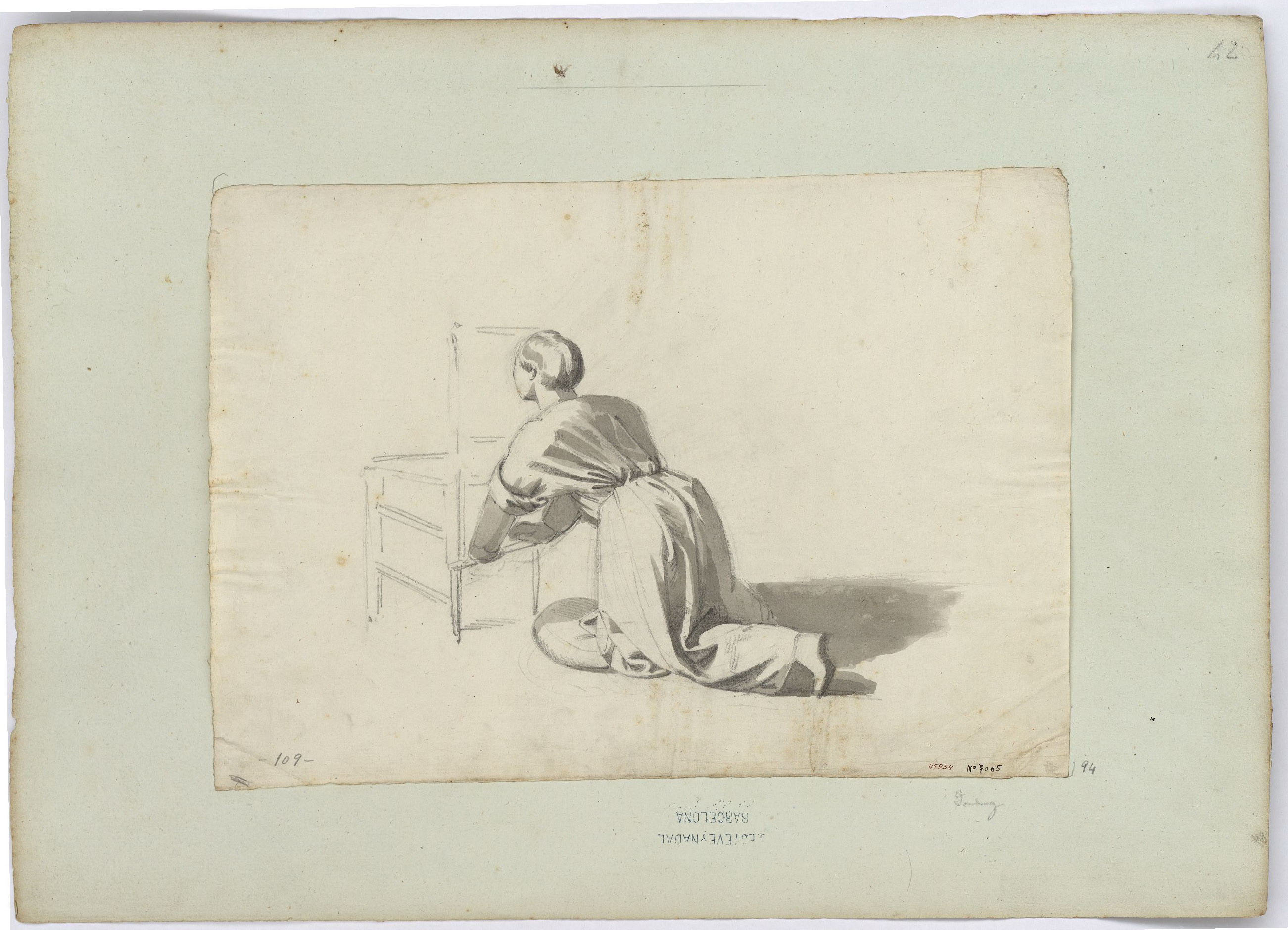 image for: Marià Fortuny - Estudi acadèmic de figura masculina - Cap a 1856-1858