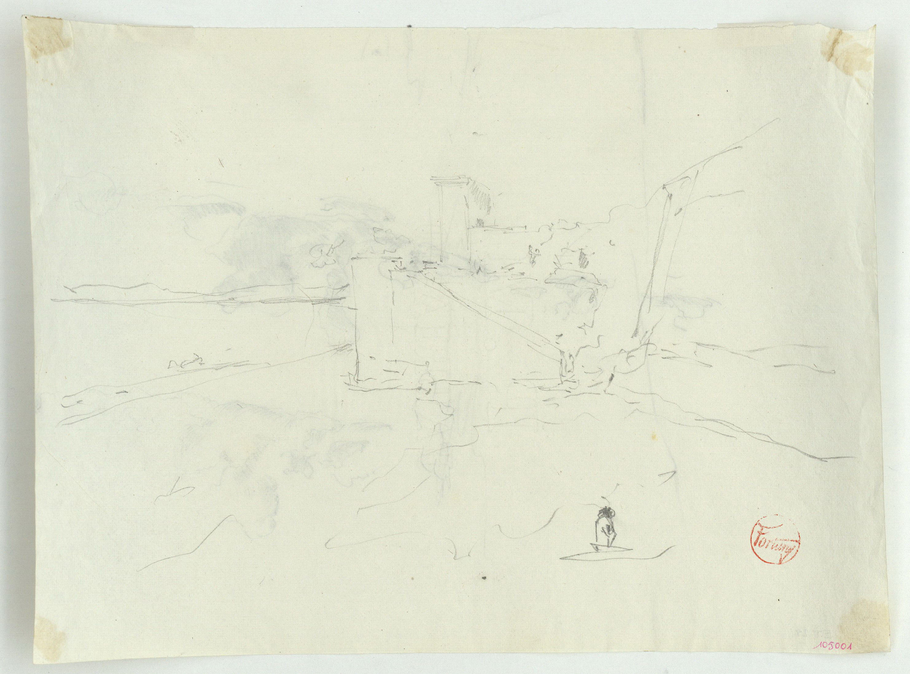 image for: Marià Fortuny - Estudi per al quadre «Platja de Portici» (anvers) / Estudi per al quadre «Platja de Portici» (revers) - Cap a 1874