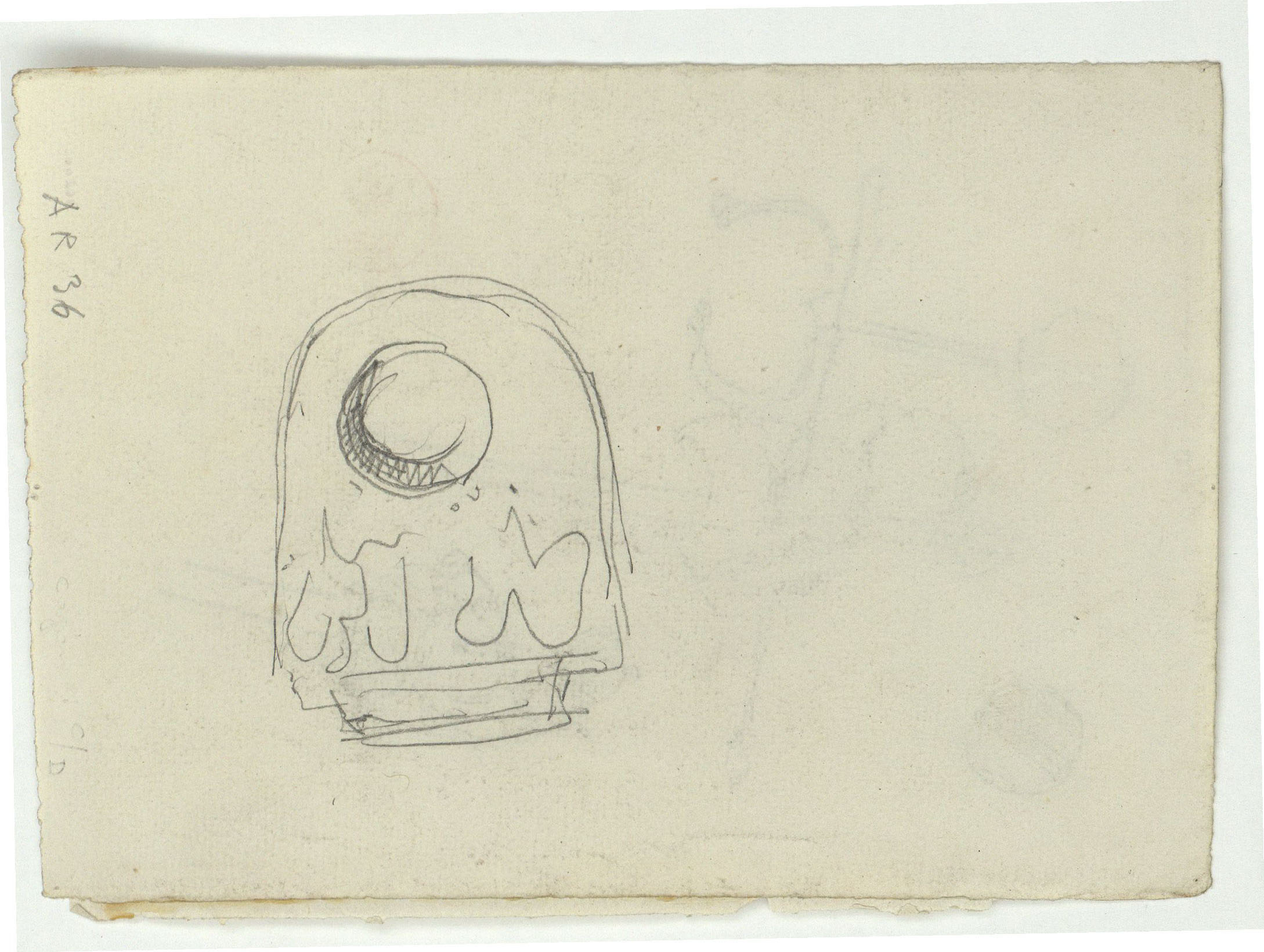 image for: Marià Fortuny - Poms d&#039;espasa (anvers) / Croquis inconcret (revers) - Cap a 1867-1872 [1]