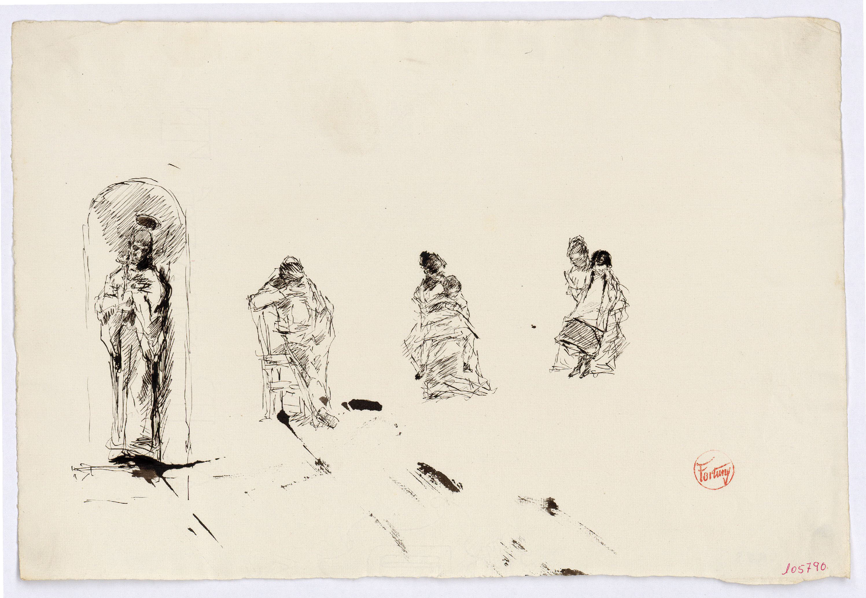 image for: Marià Fortuny - Esbós d&#039;un sant i figures assegudes - Cap a 1870-1872