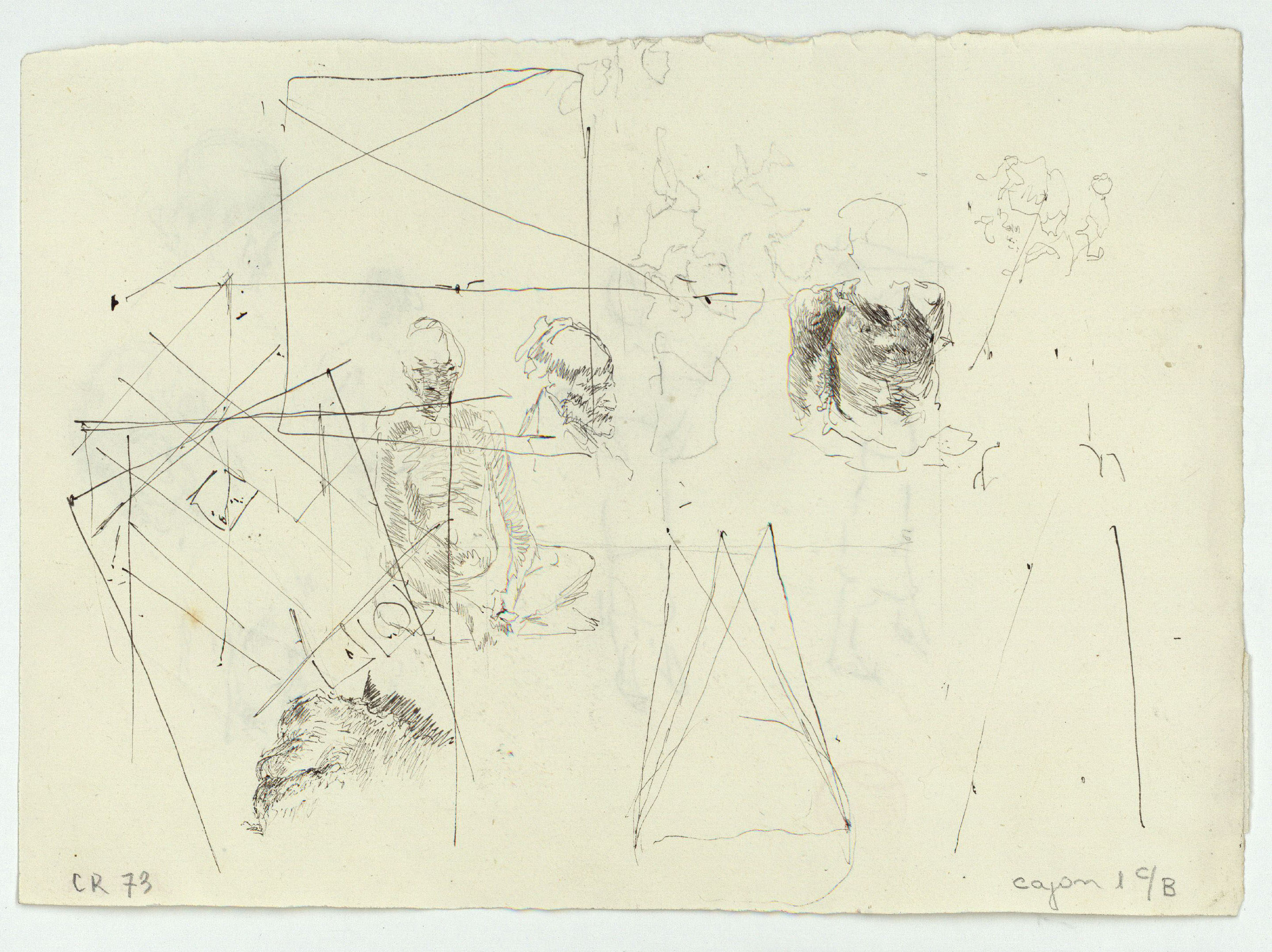 image for: Marià Fortuny - Figures i caps de vells (anvers) / Figures masculines i formes geomètriques (revers) - Cap a 1870-1872 [1]