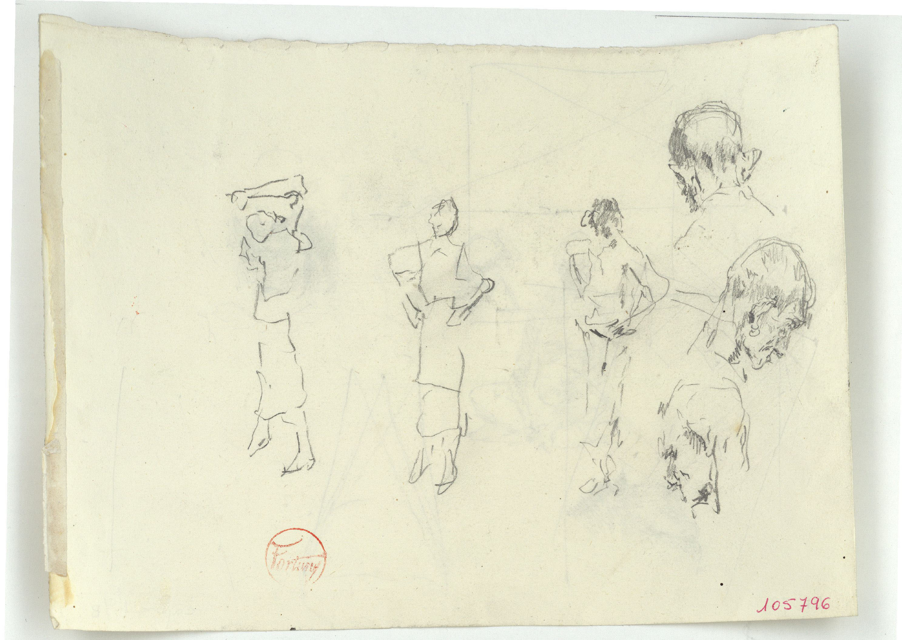 image for: Marià Fortuny - Figures i caps de vells (anvers) / Figures masculines i formes geomètriques (revers) - Cap a 1870-1872