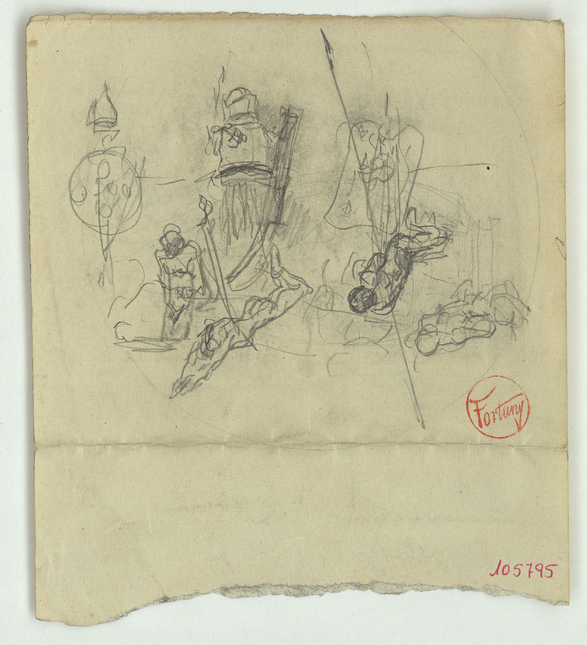 image for: Marià Fortuny - Croquis de figures (anvers) / Croquis inconcret (revers) - Cap a 1866-1872