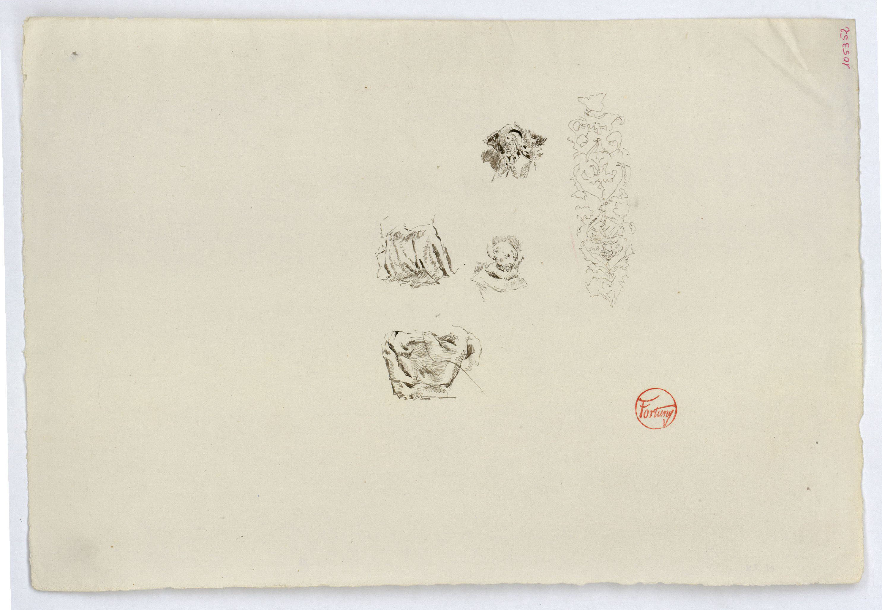 image for: Marià Fortuny - Detall de vestimentes, caps de sants i sanefa - Cap a 1867-1874