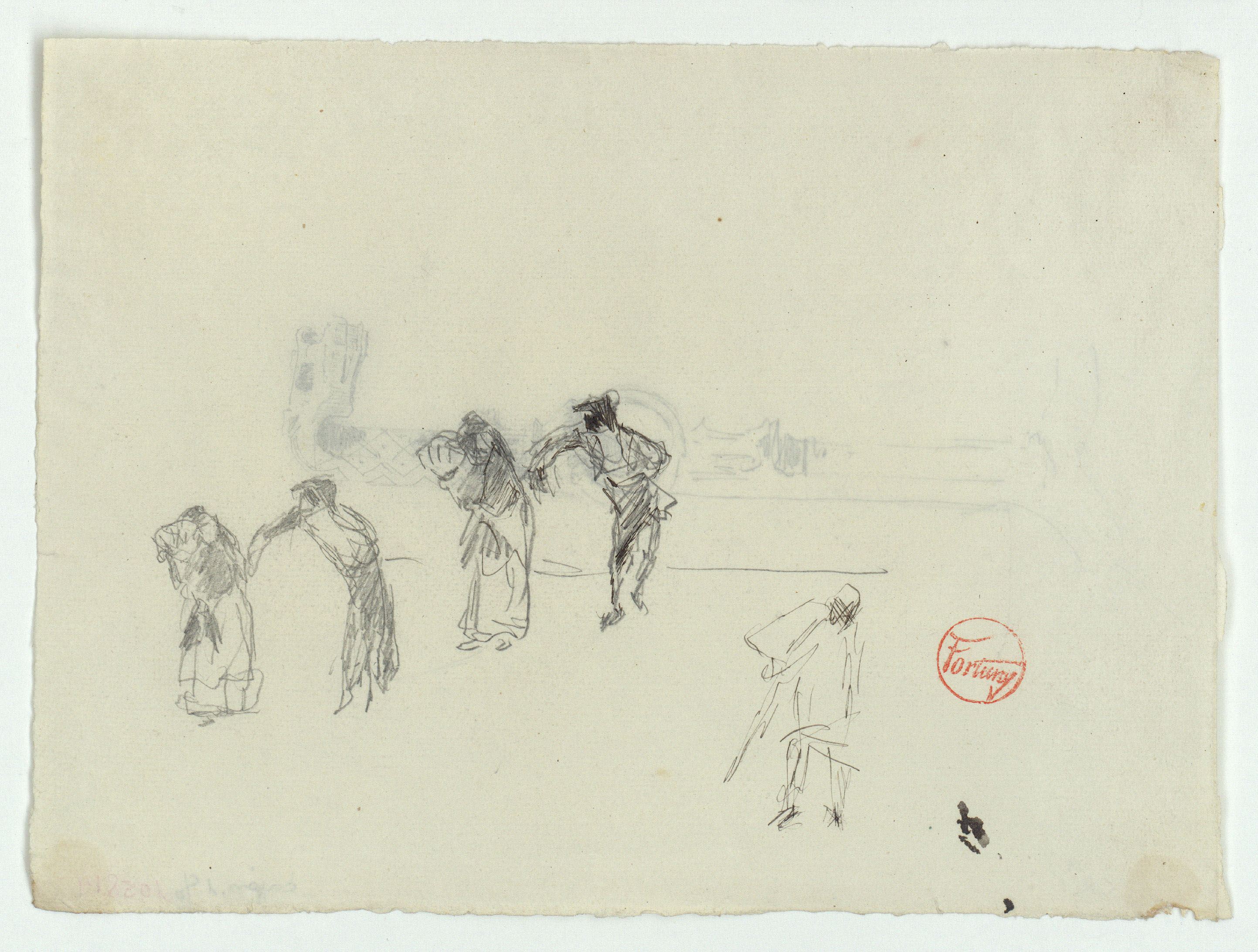 image for: Marià Fortuny - Parelles de figures del segle XVIII (anvers) / Picaporta d&#039;estil musulmà (revers) - Cap a 1867-1872