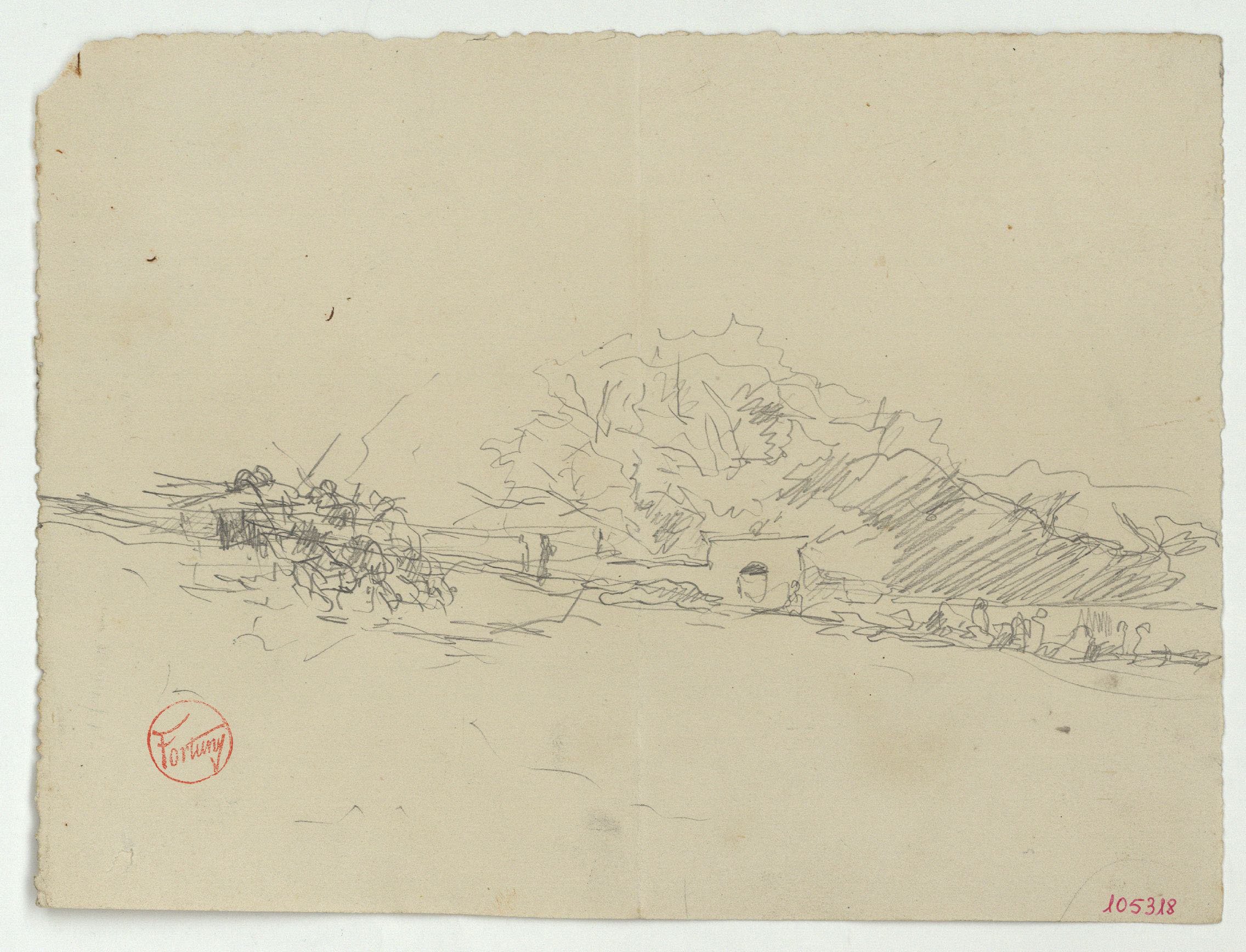 image for: Marià Fortuny - Paisatge marroquí amb figures - Cap a 1860-1862
