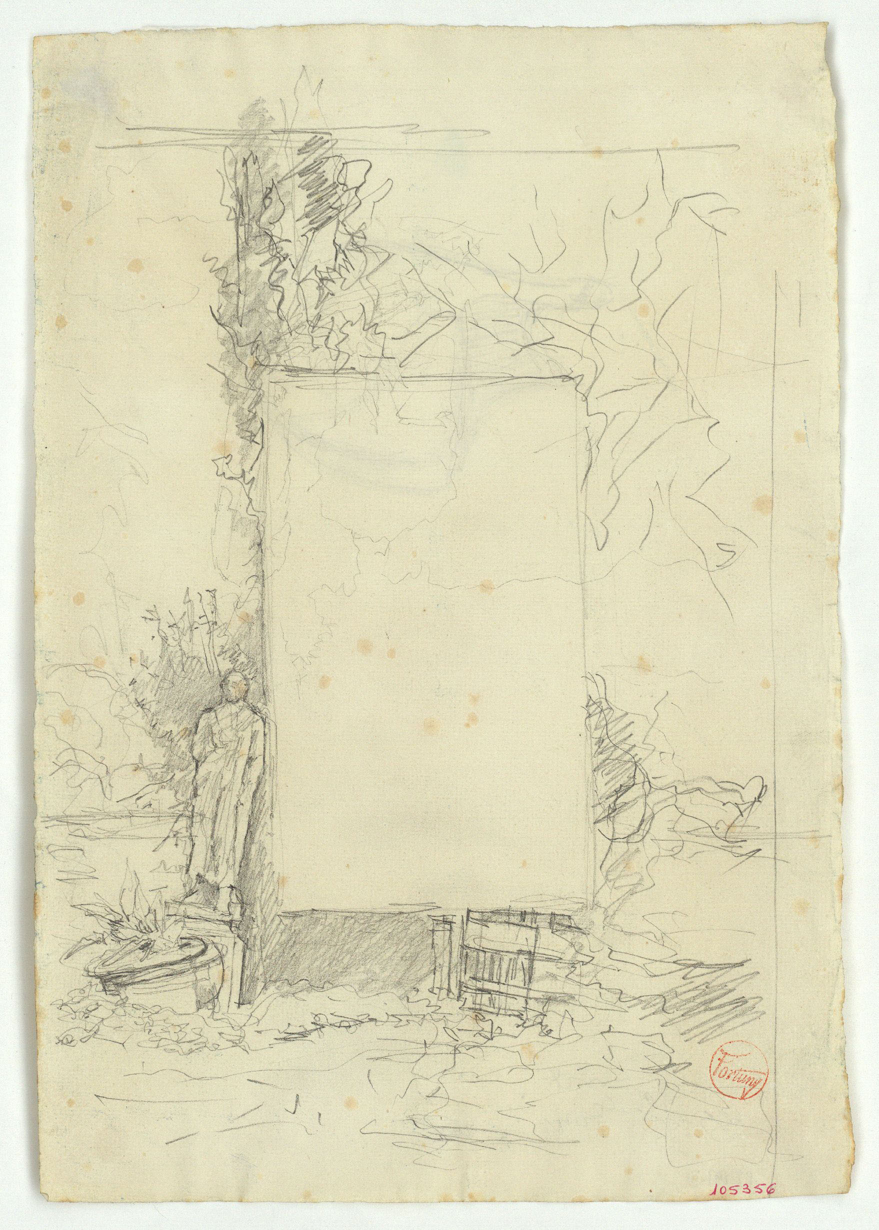 image for: Marià Fortuny - Portada de llibre (anvers) / Casc (revers) - Cap a 1867-1872