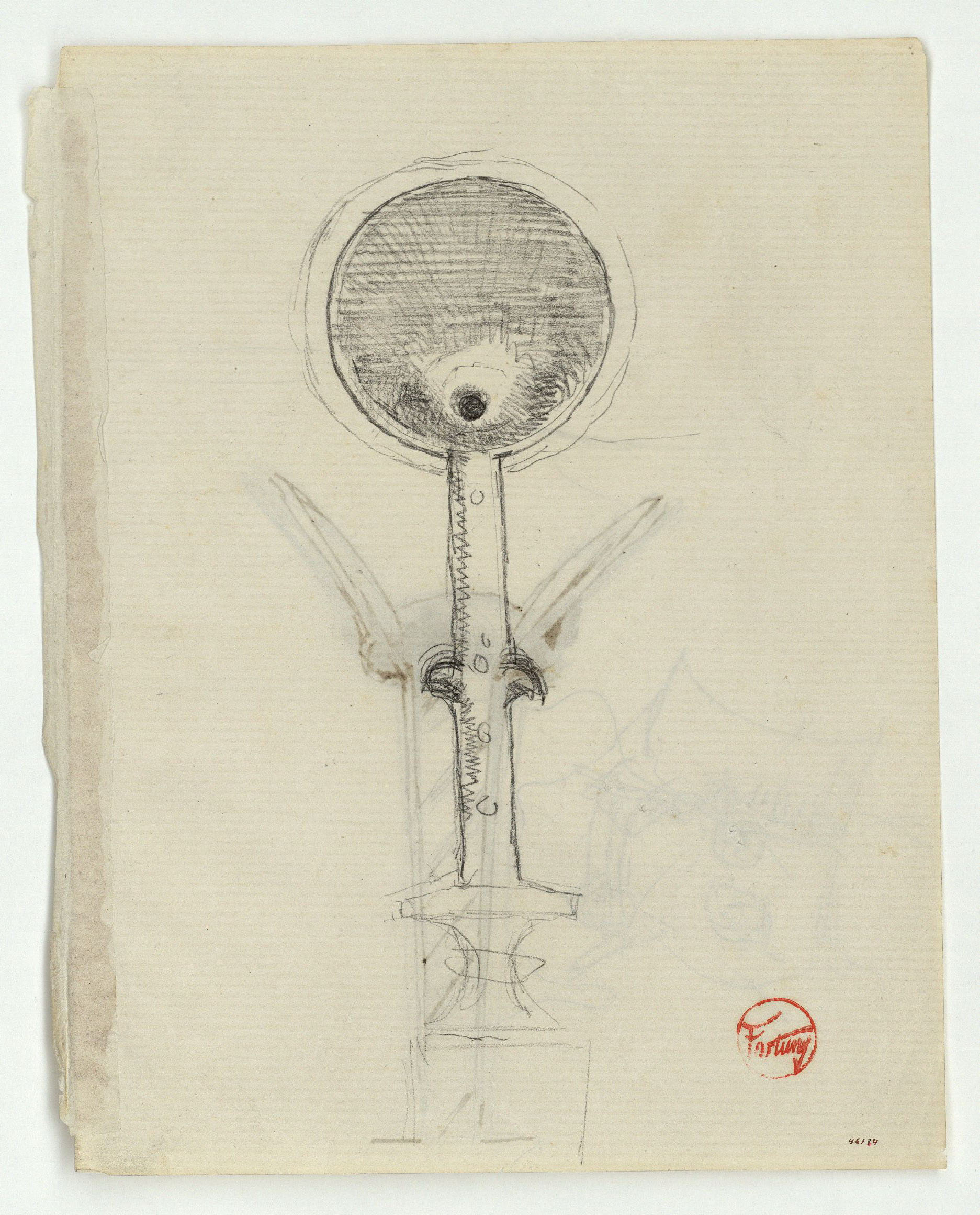 image for: Marià Fortuny - Pom de punyal (anvers) / Pom de punyal i altres esbossos (revers) - Cap a 1867-1872