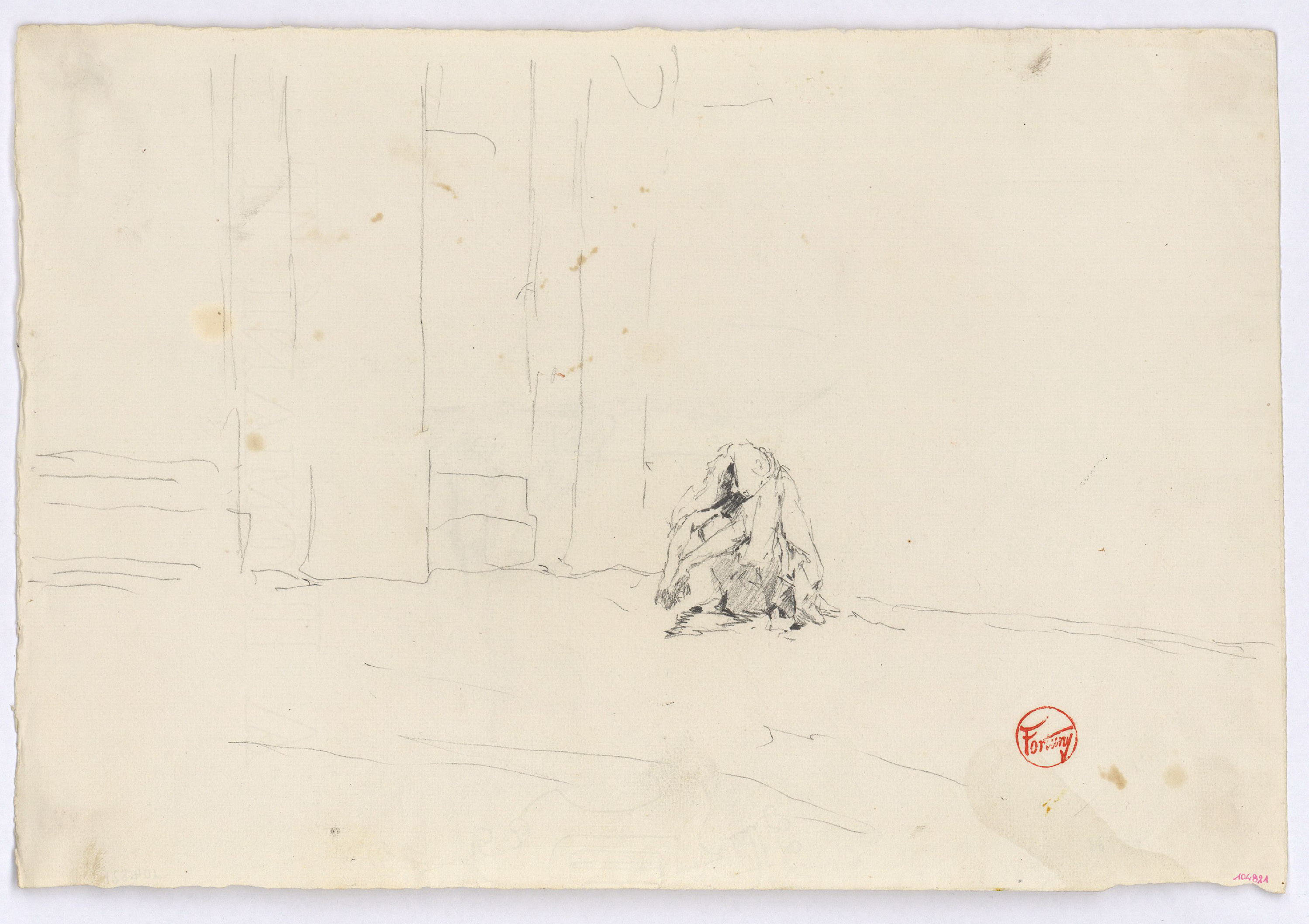 image for: Marià Fortuny - Estudi per al quadre «El tribunal de l&#039;Alhambra» (anvers) / Estudi per al quadre «El tribunal de l&#039;Alhambra» (revers) - Cap a 1871