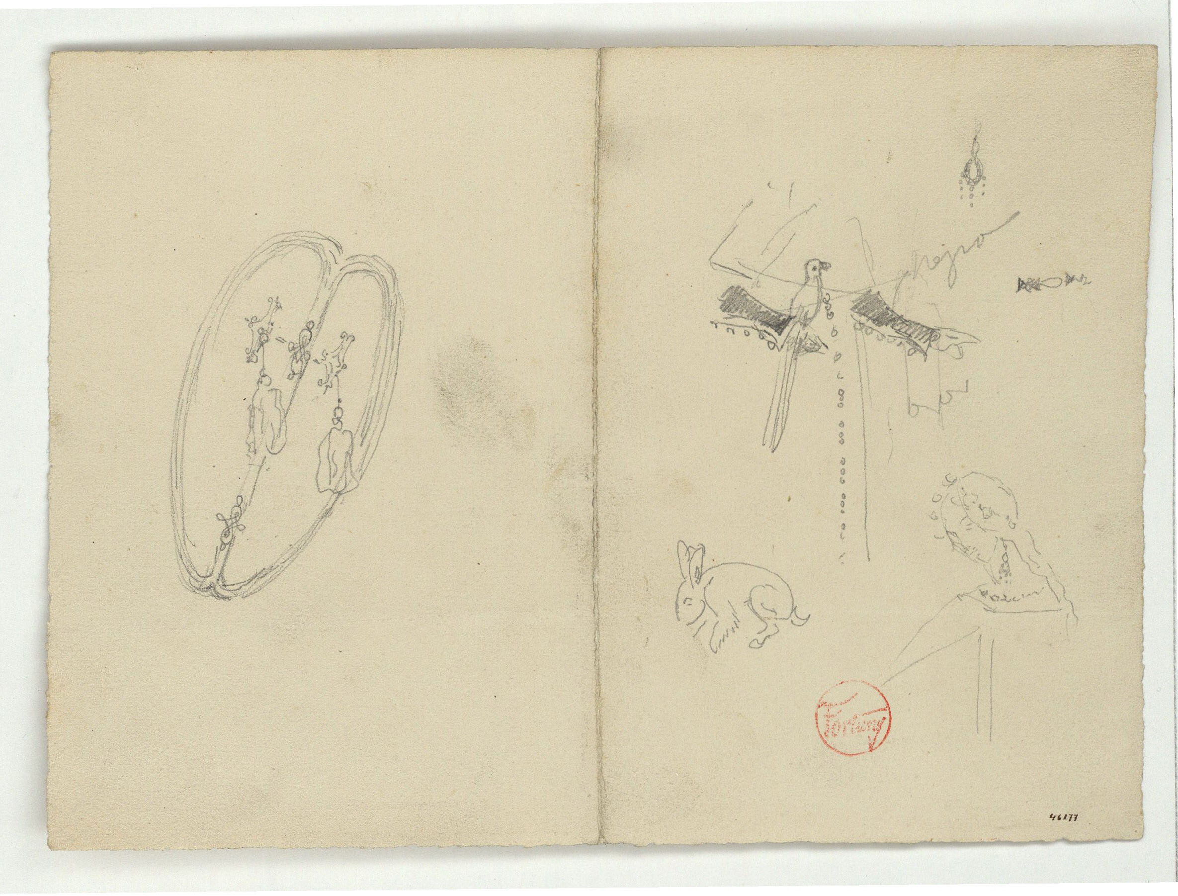 image for: Marià Fortuny - Escut, animals i figura - Cap a 1867-1872