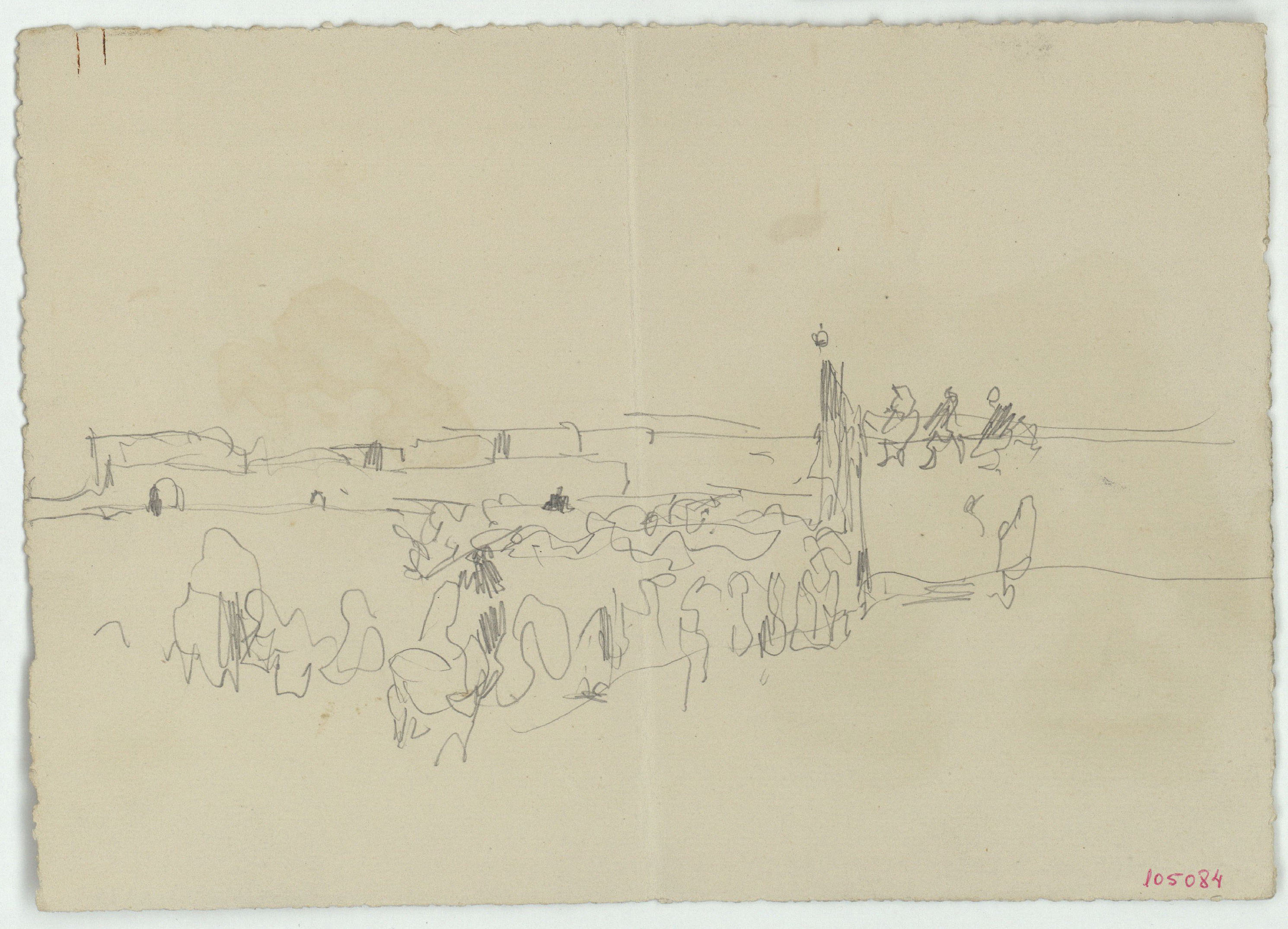 image for: Marià Fortuny - Croquis de figures (anvers) / Poblat amb figures (revers) - Cap a 1860-1862 [1]