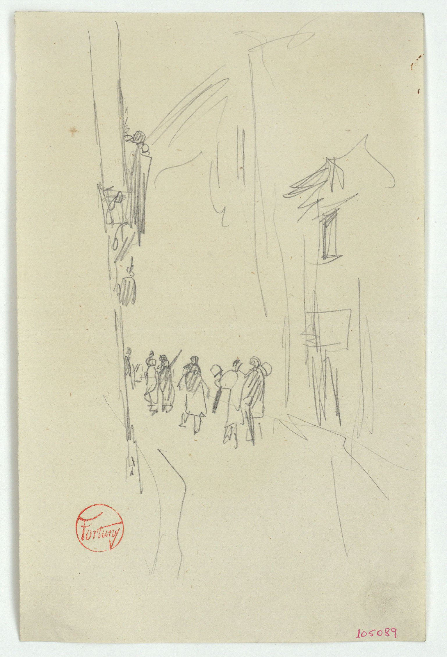 image for: Marià Fortuny - Carrer amb figures - Cap a 1867-1872