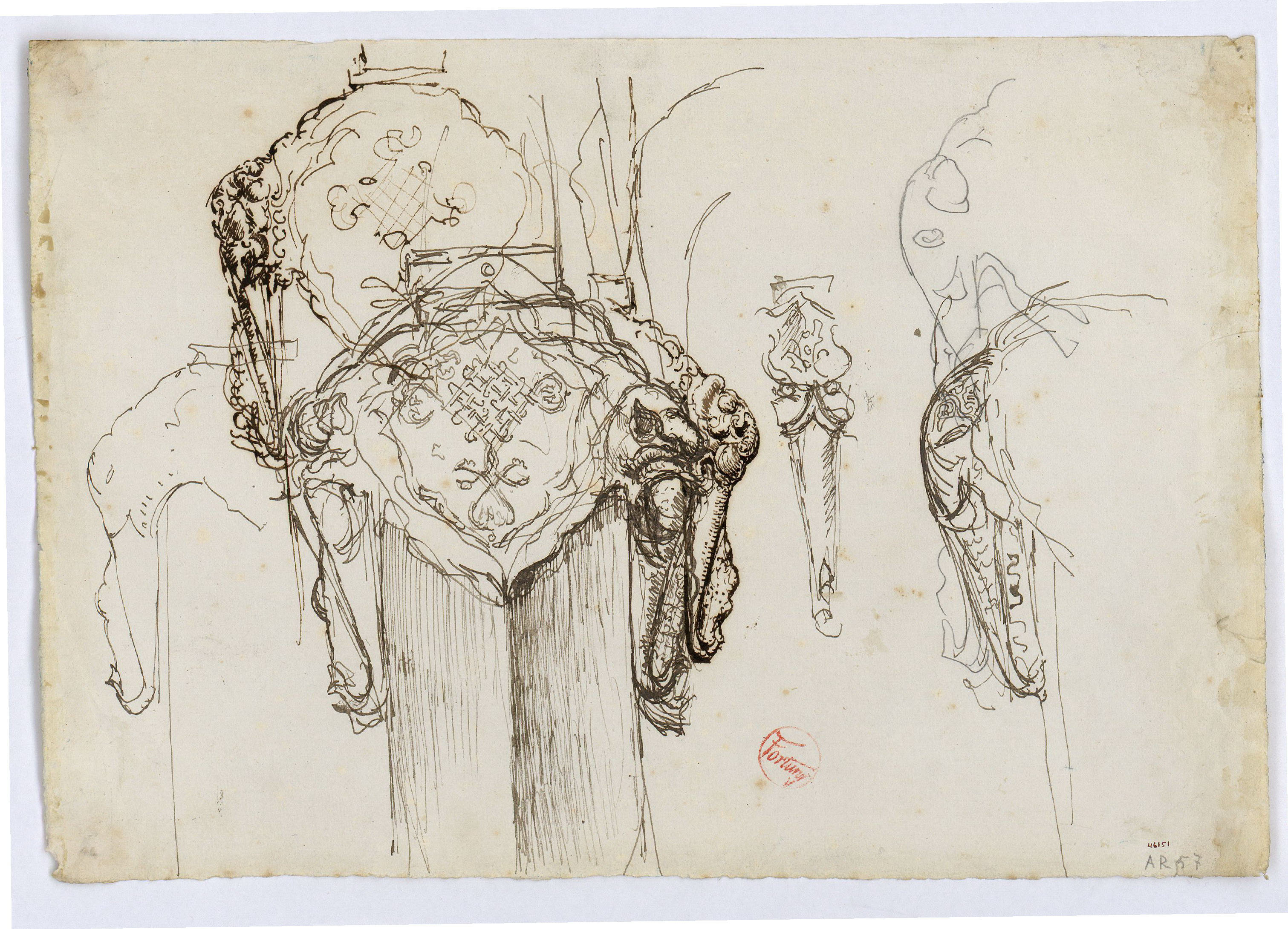 image for: Marià Fortuny - Estudi de la guarnició d&#039;una espasa d&#039;estil musulmà - Cap 1867-1872