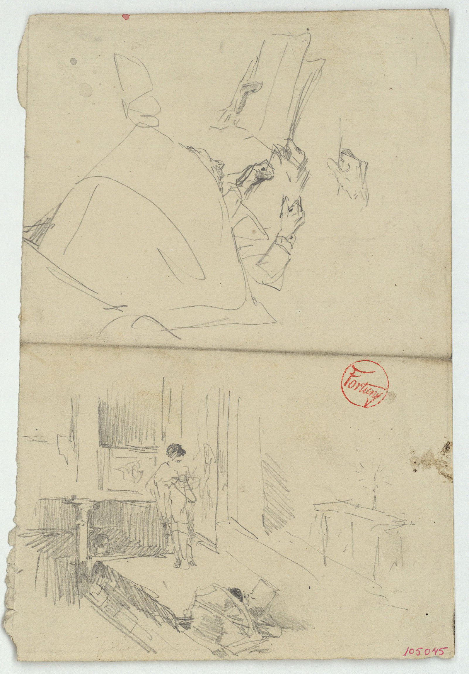 image for: Marià Fortuny - Coverol i escenari teatral - Cap a 1863-1865
