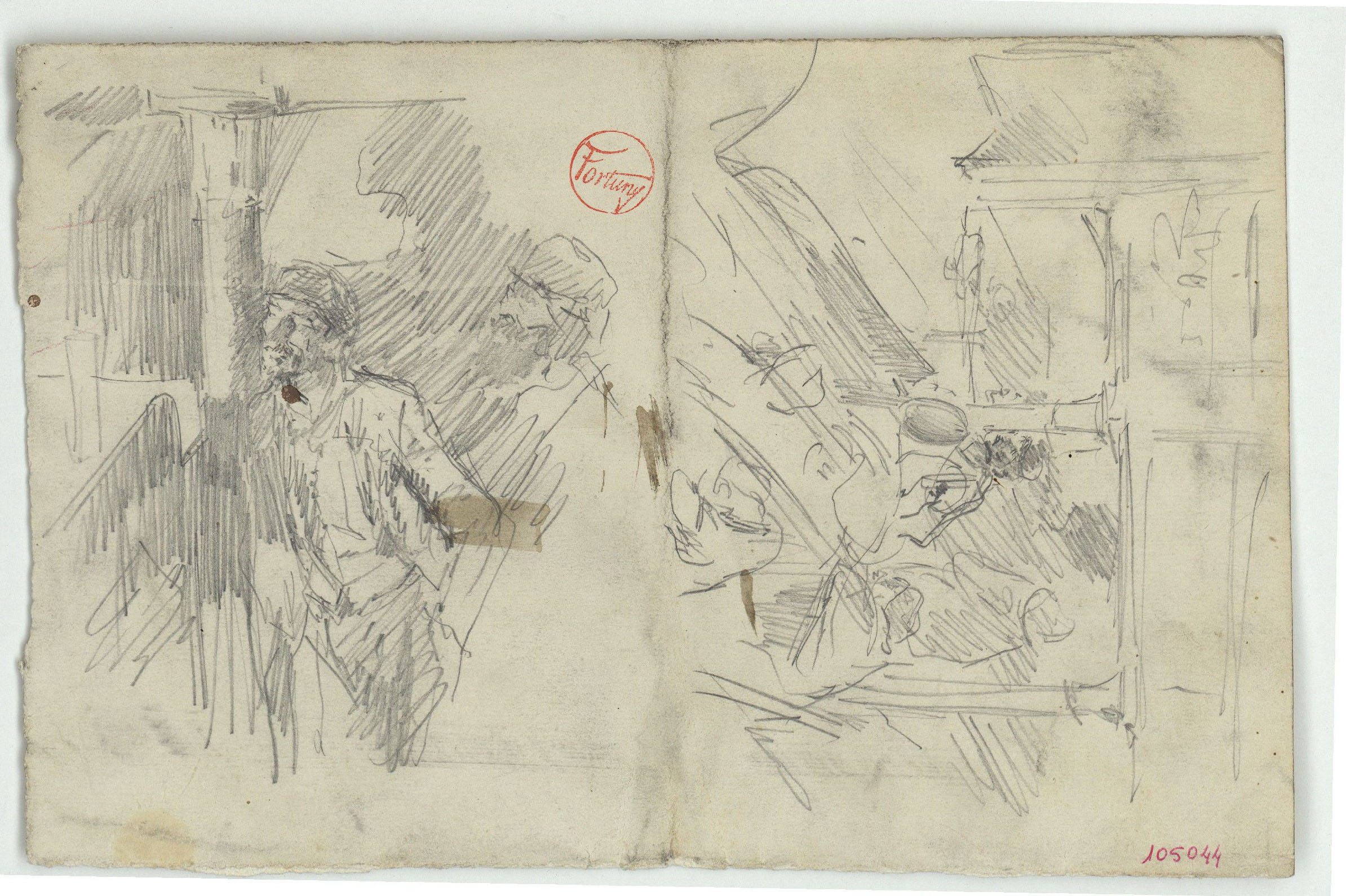 image for: Marià Fortuny - Figures masculines i interior de teatre - Cap a 1863-1865
