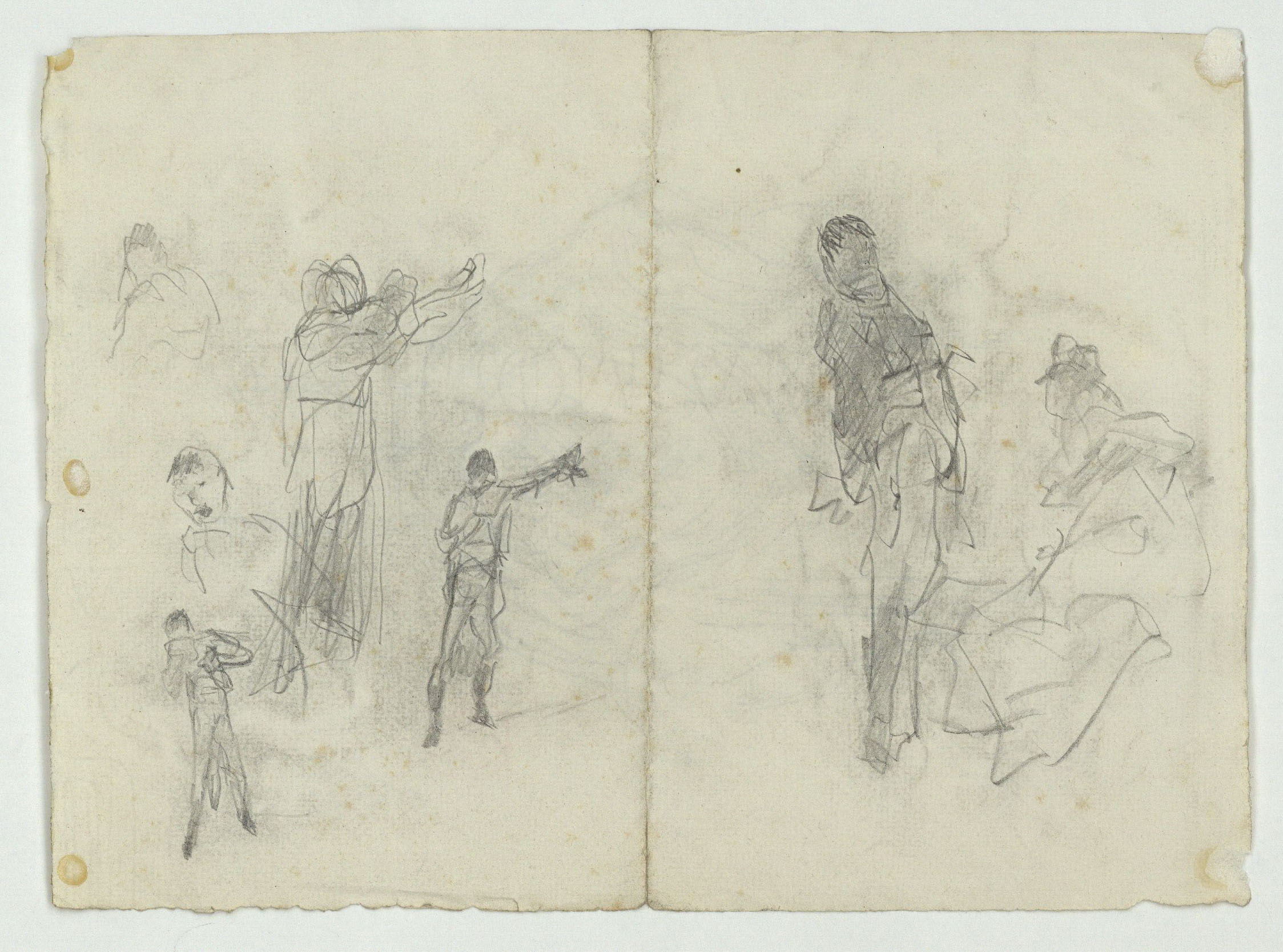 image for: Marià Fortuny - Guarnició d&#039;espasa d&#039;estil musulmà (anvers) / Esbós de figures (revers) - Cap a 1866-1872 [1]