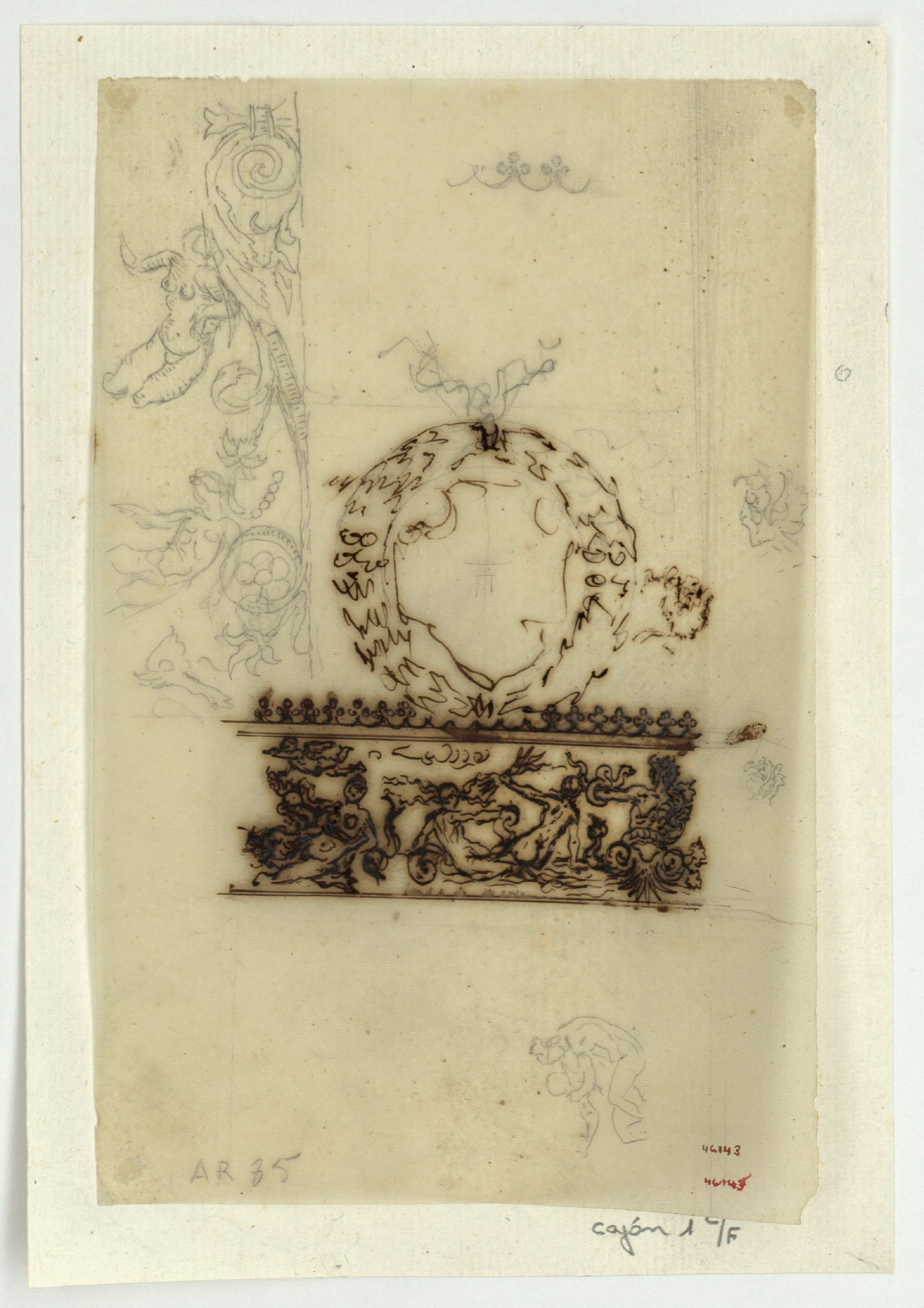 image for: Marià Fortuny - Calc de motius ornamentals d&#039;estil renaixentista - Cap a 1863-1872