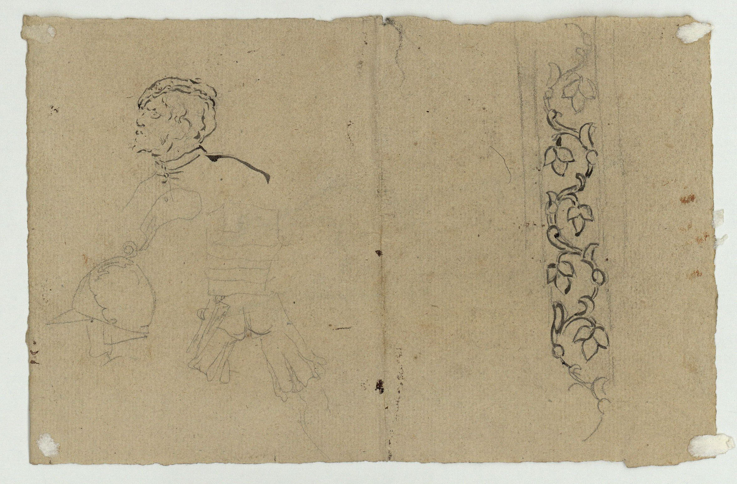 image for: Marià Fortuny - Espases d&#039;estil musulmà (anvers) / Cap masculí, sanefa i altres motius (revers) - Cap a 1863-1866 [1]