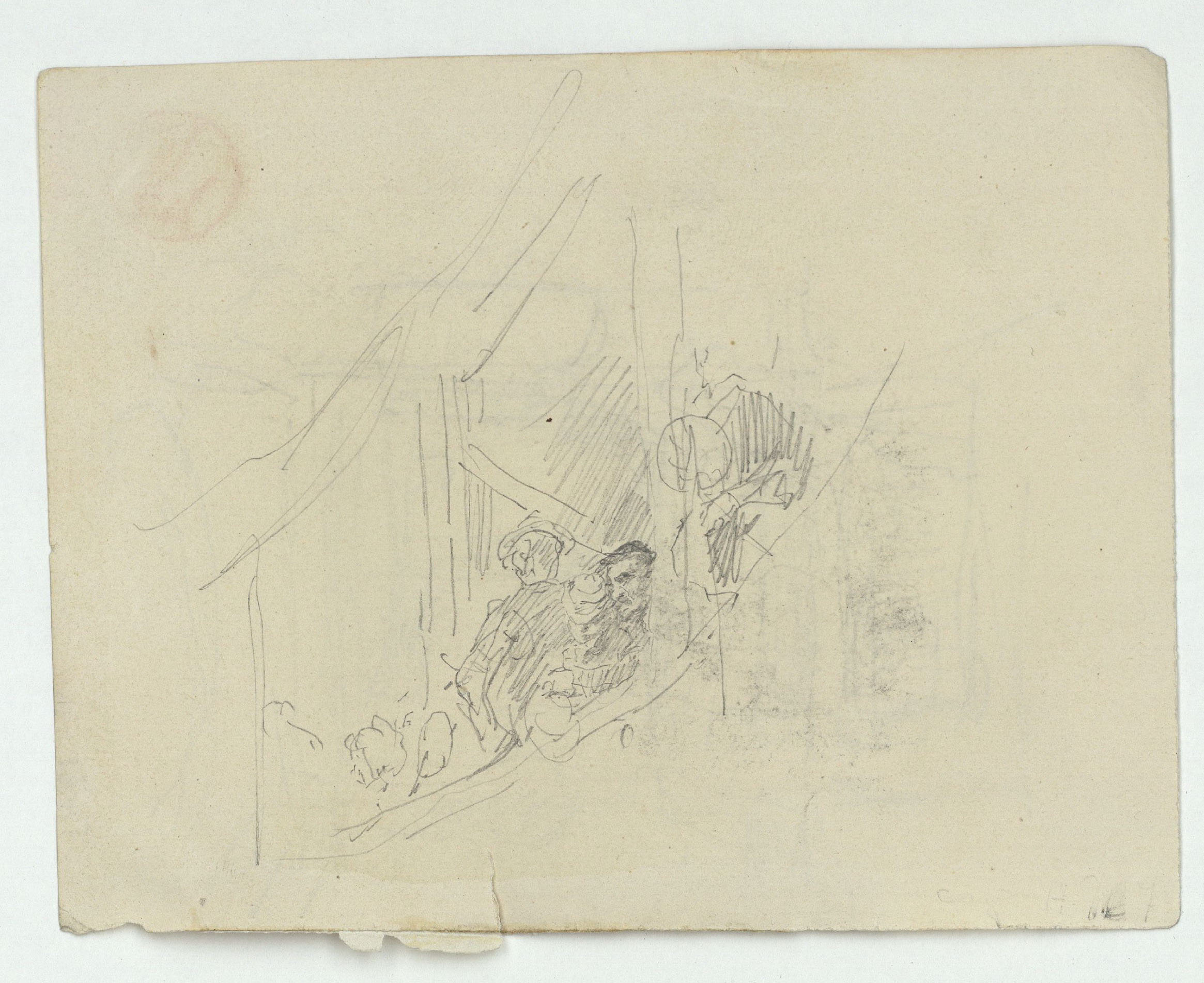 image for: Marià Fortuny - Estudi per al quadre «El tribunal de l&#039;Alhambra» (anvers) / Figures en una llotja (revers) - Cap a 1871 [1]