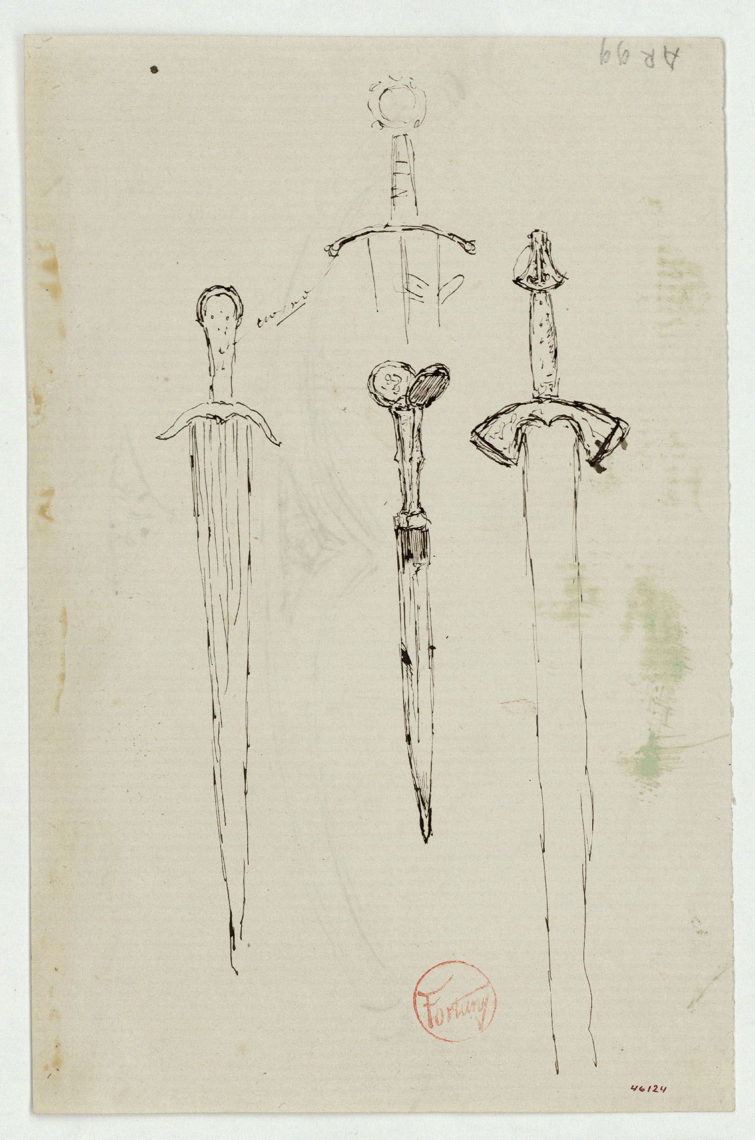 image for: Marià Fortuny - Apunt d&#039;espases i un punyal (anvers) / Guardamà d&#039;espasa (revers) - Cap a 1870-1872