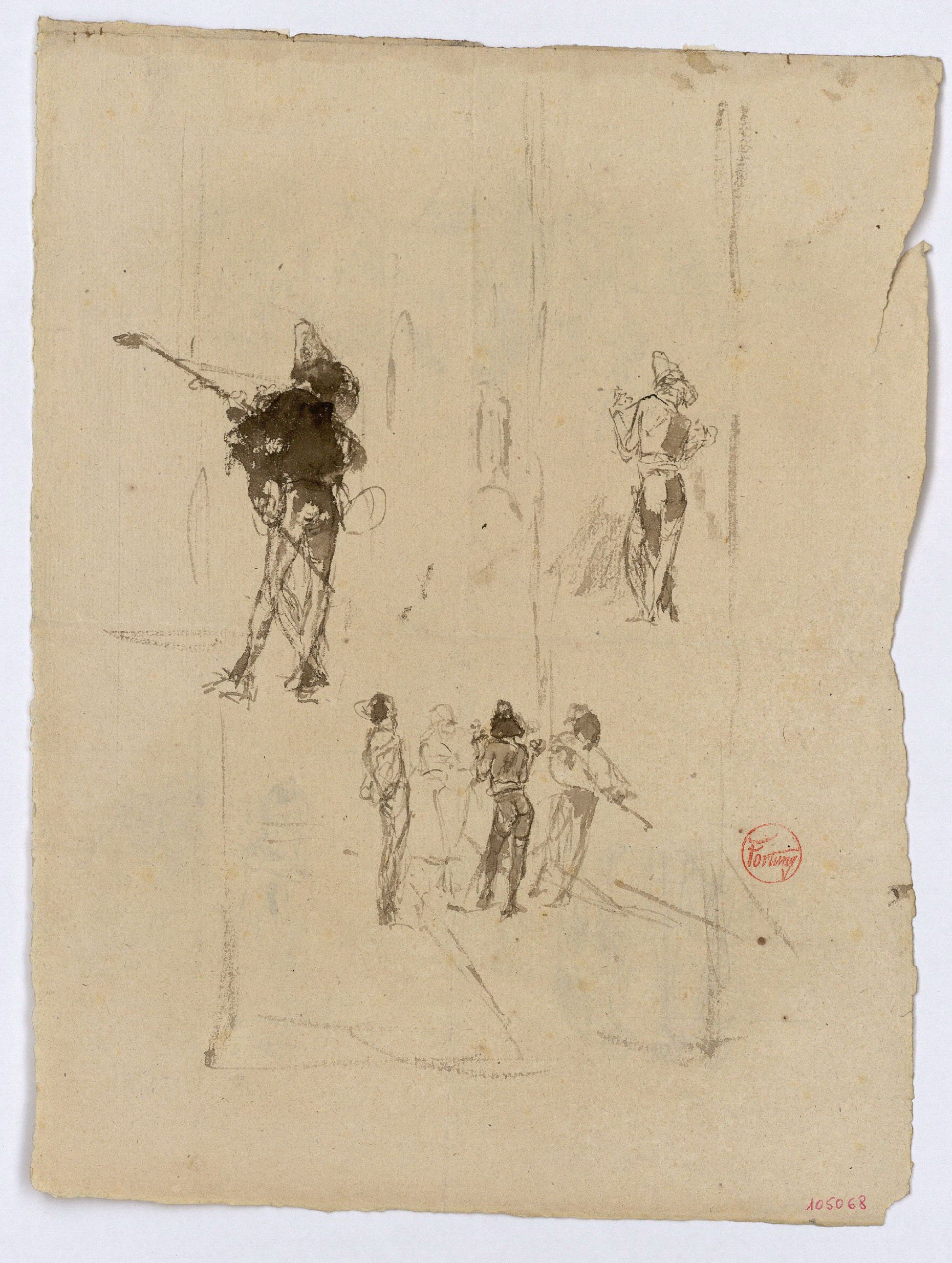 image for: Marià Fortuny - Músics (anvers) / Grups de figures (revers) - Cap a 1867-1872