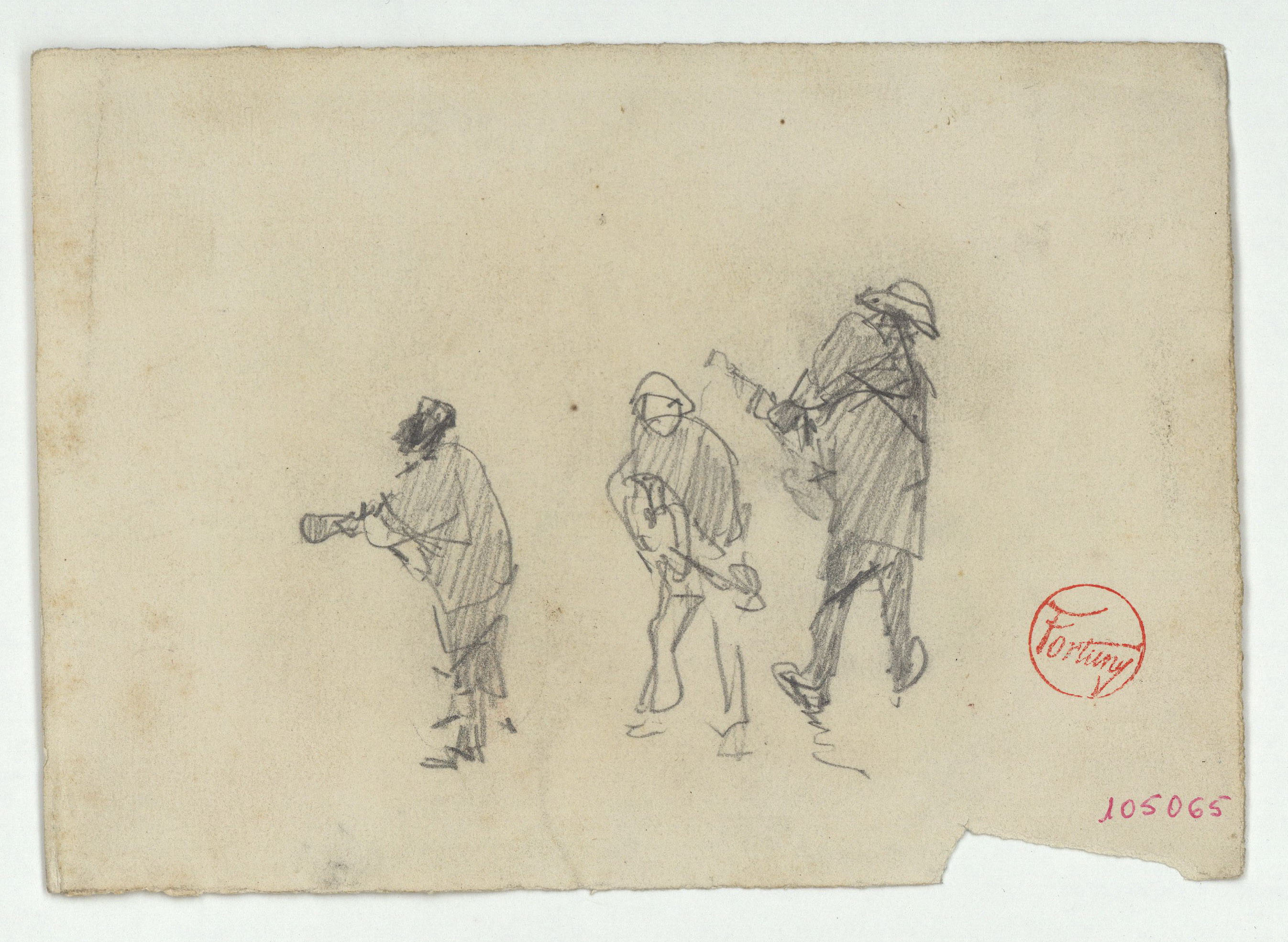 image for: Marià Fortuny - Músics (anvers) / Figures en un pati (revers) - Cap a 1867-1872