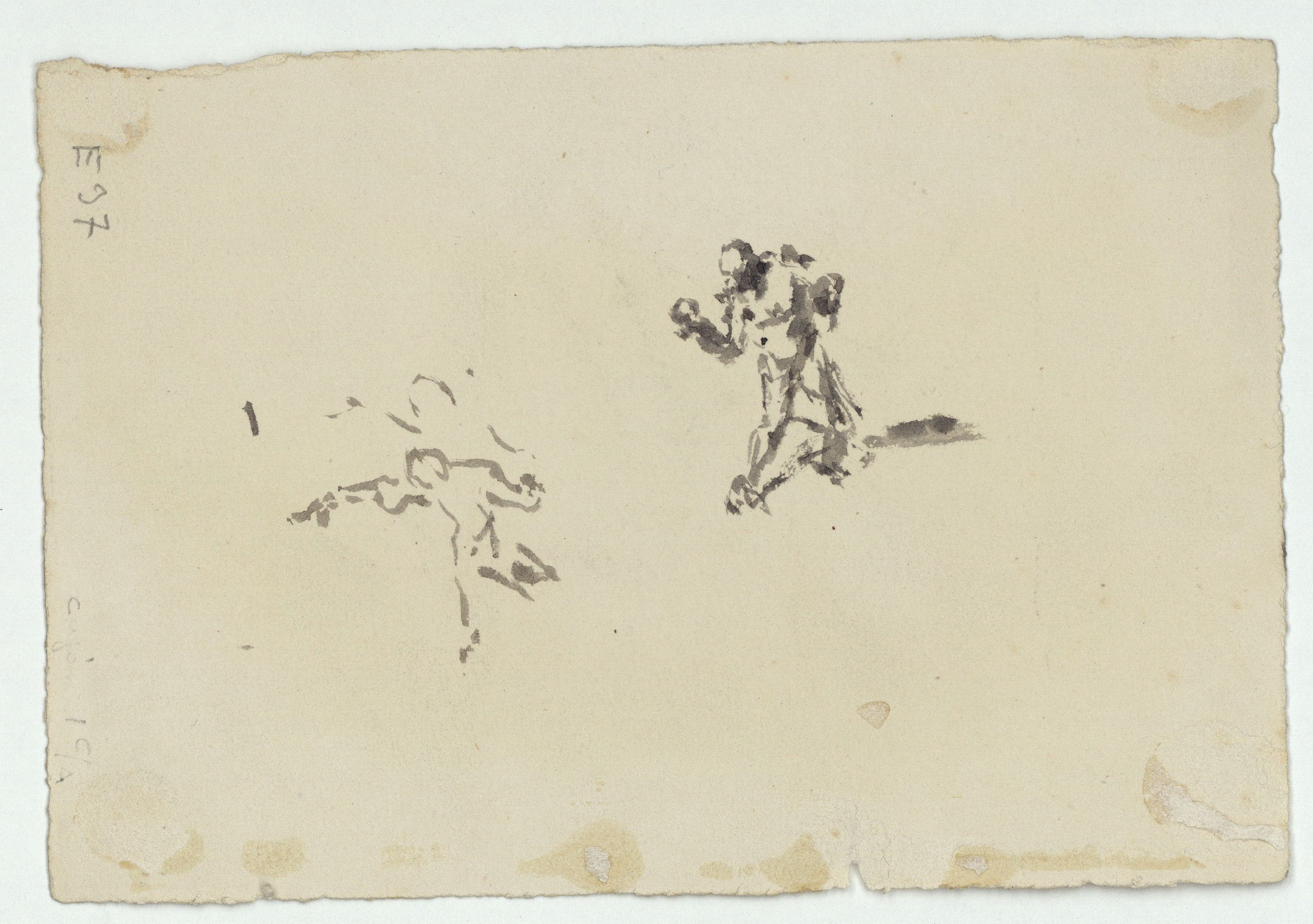 image for: Marià Fortuny - Carrer amb figures (anvers) / Croquis de figures (revers) - Cap a 1870-1872 [1]