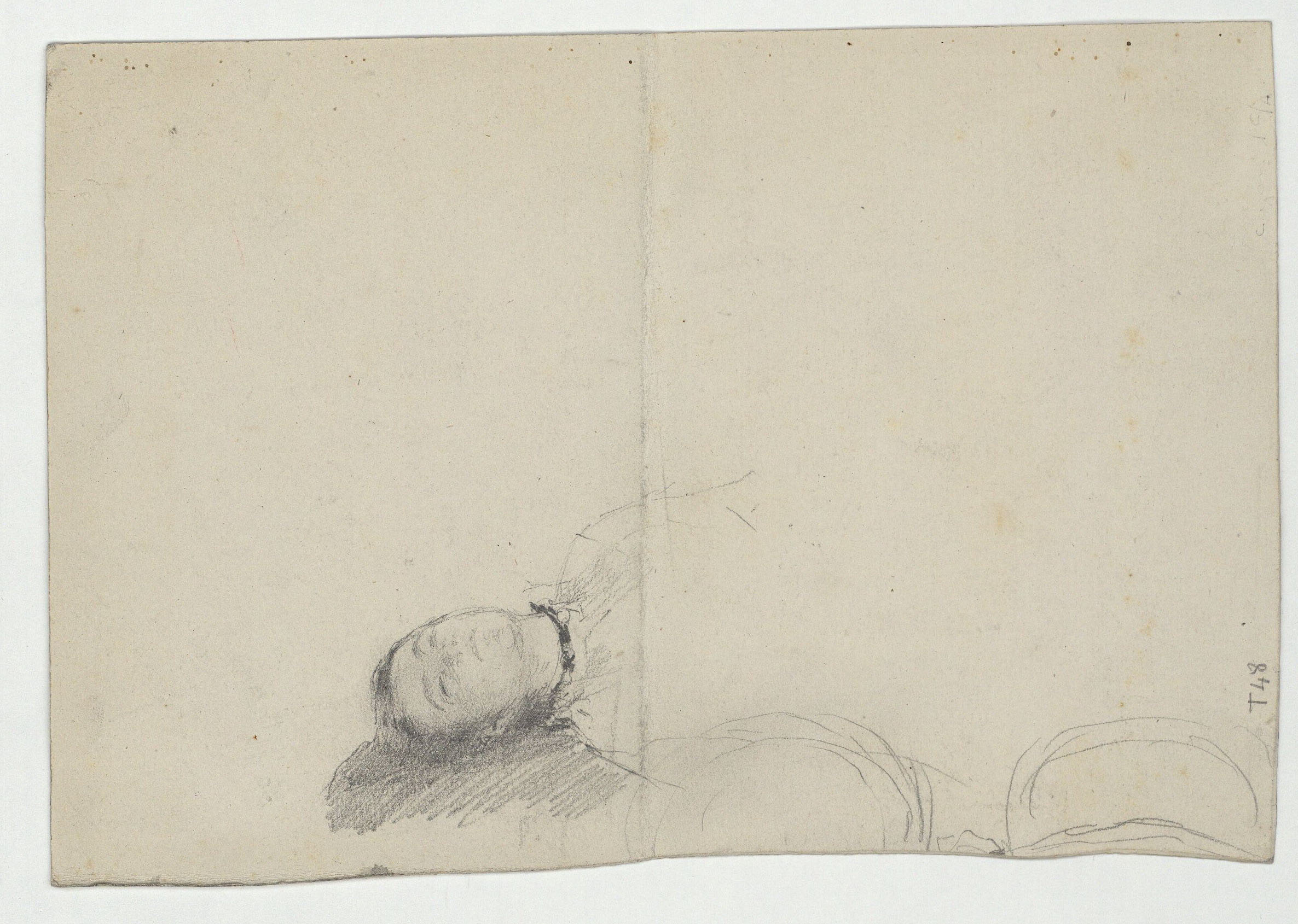 image for: Marià Fortuny - Paisatge urbà i croquis inconcret (anvers) / Cap de dona adormida (revers) - Cap a 1871 [1]