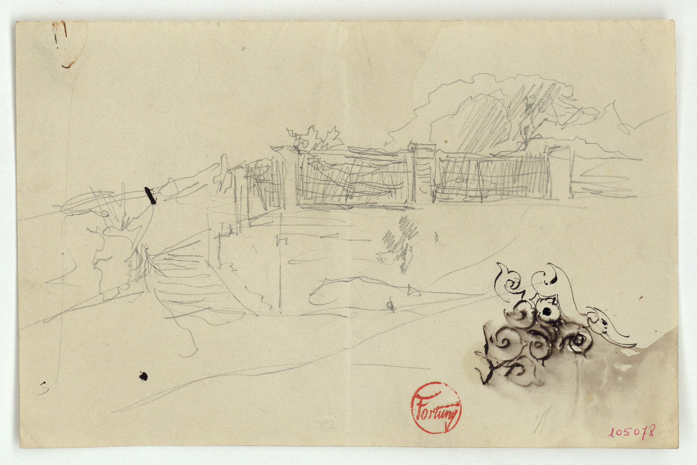 image for: Marià Fortuny - Esbós de terrassa i arabesc - Cap a 1870-1872