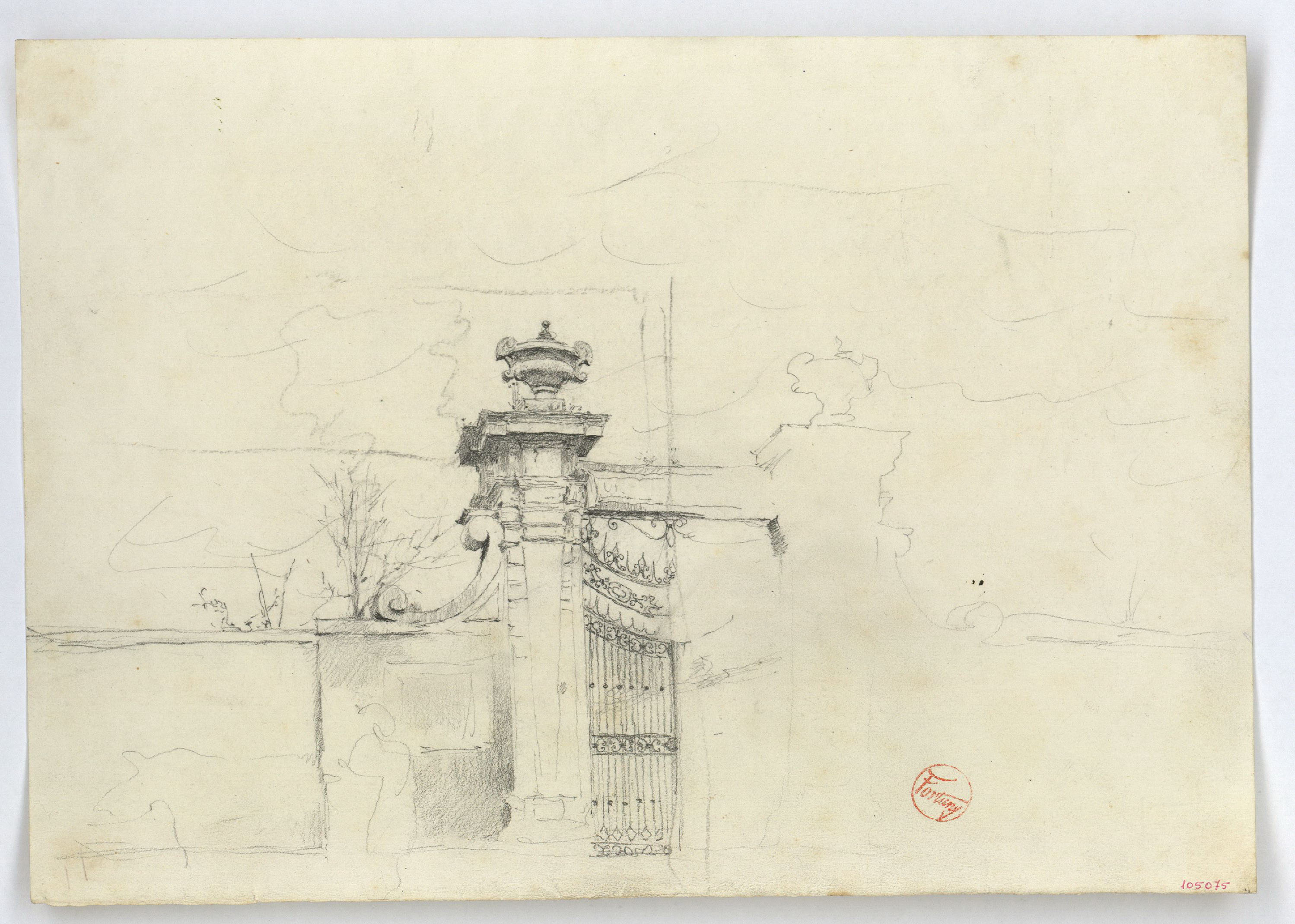 image for: Marià Fortuny - Detall de l&#039;entrada de «villa» Torlonia (anvers) / Esbós del coronament de l&#039;entrada de «villa» Torlonia (revers) - Cap a 1863-1867