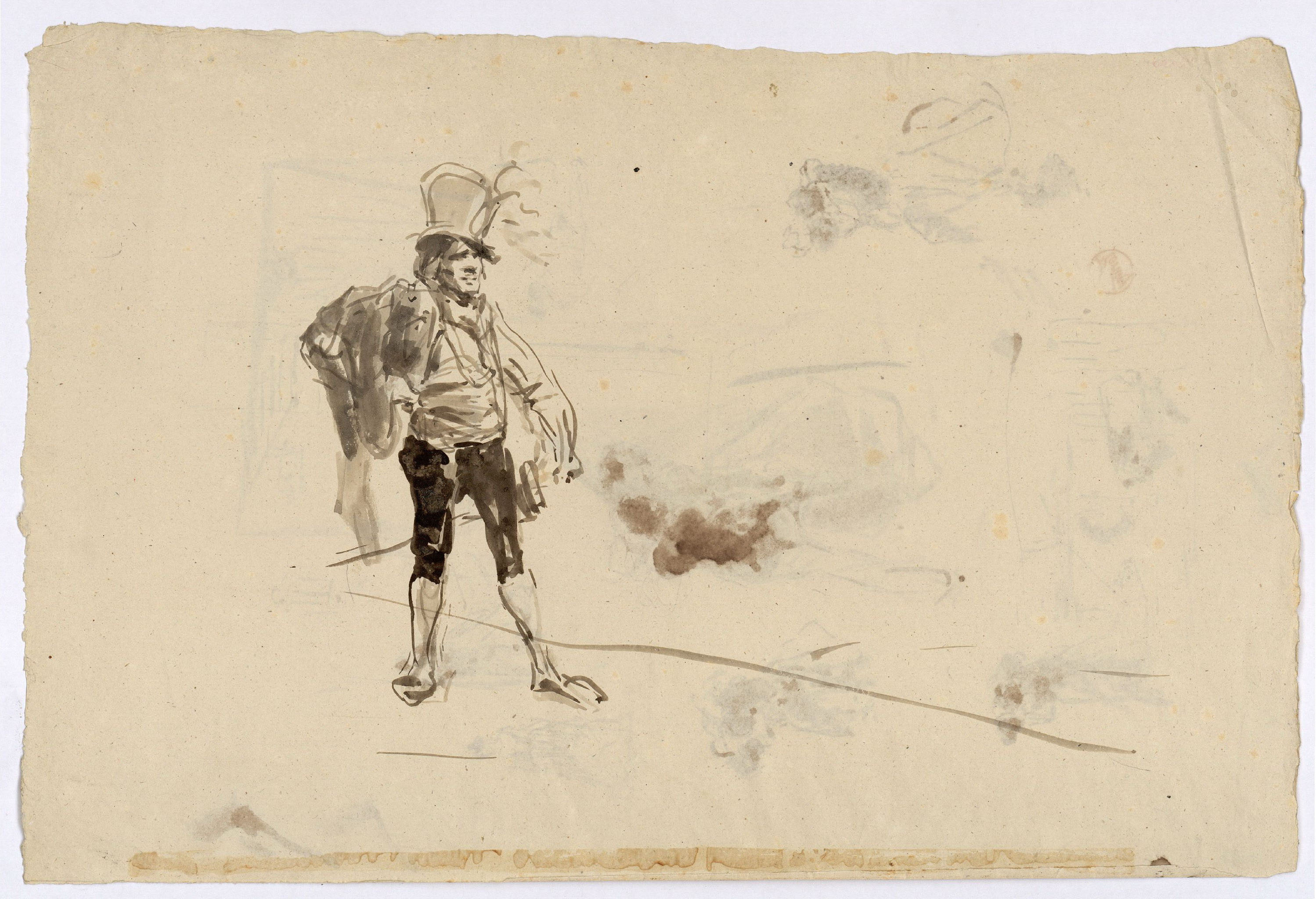 image for: Marià Fortuny - Estudi per al gravat «Ronda nocturna» (anvers) / Parelles (revers) - Cap a 1863-1865