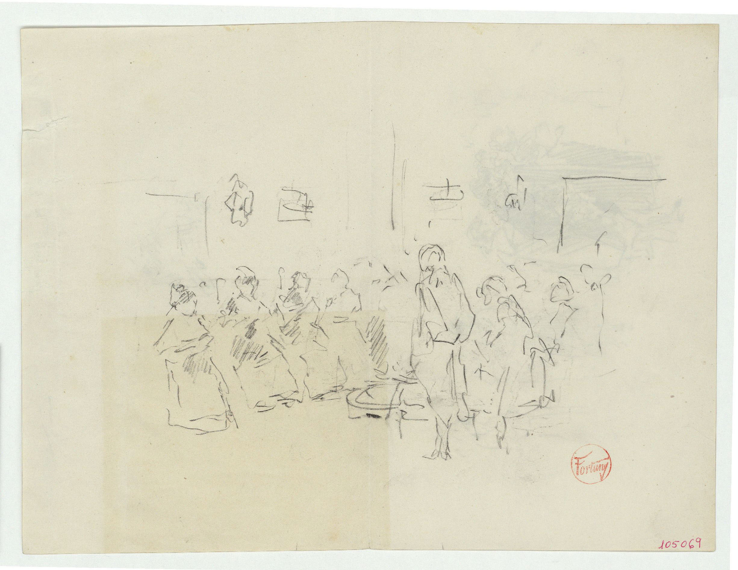 image for: Marià Fortuny - Figures en un saló (anvers) / Grup de figures (revers) - Cap a 1870-1872