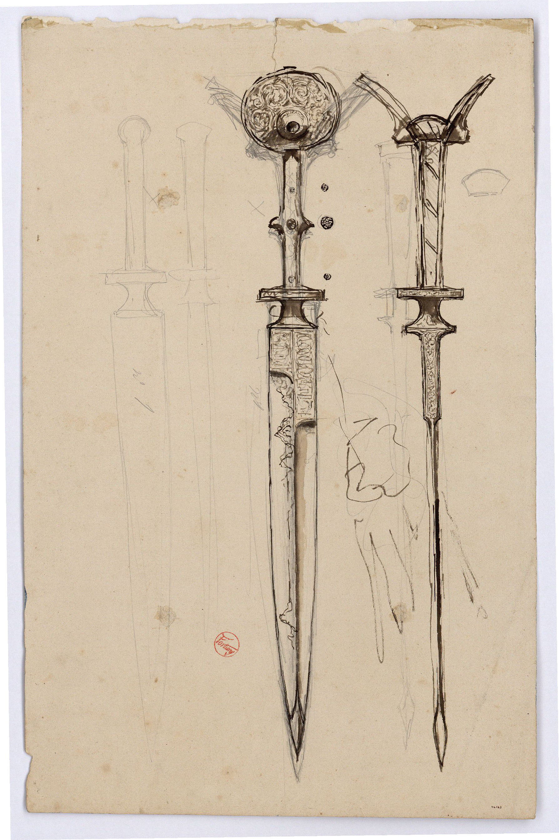 image for: Marià Fortuny - Espases d&#039;estil musulmà (anvers) / Espases d&#039;estil musulmà (revers) - Cap a 1867-1872