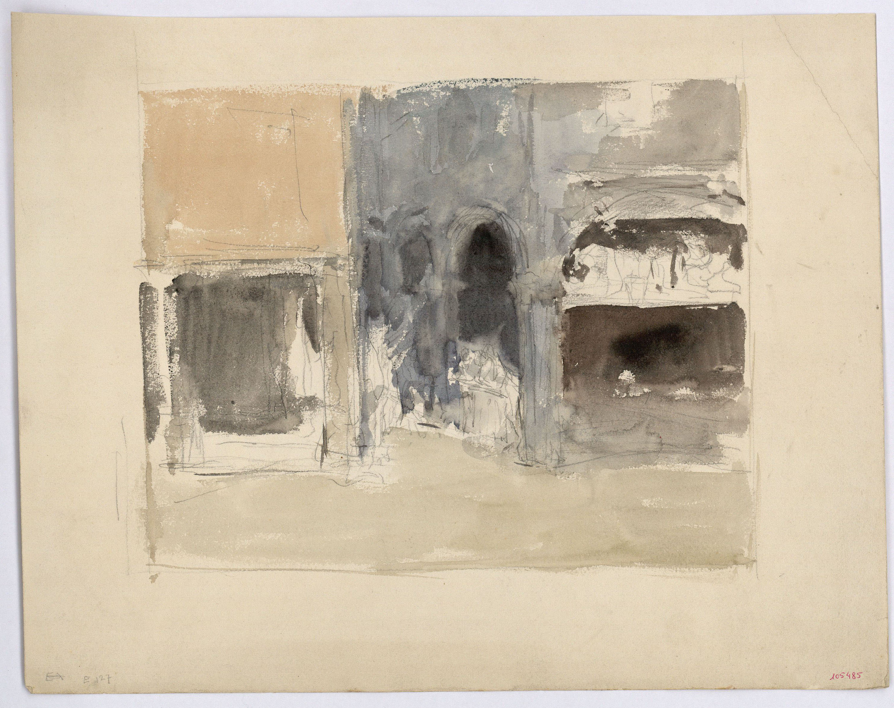 image for: Marià Fortuny - Interior d&#039;església [?] - Cap a 1863-1872