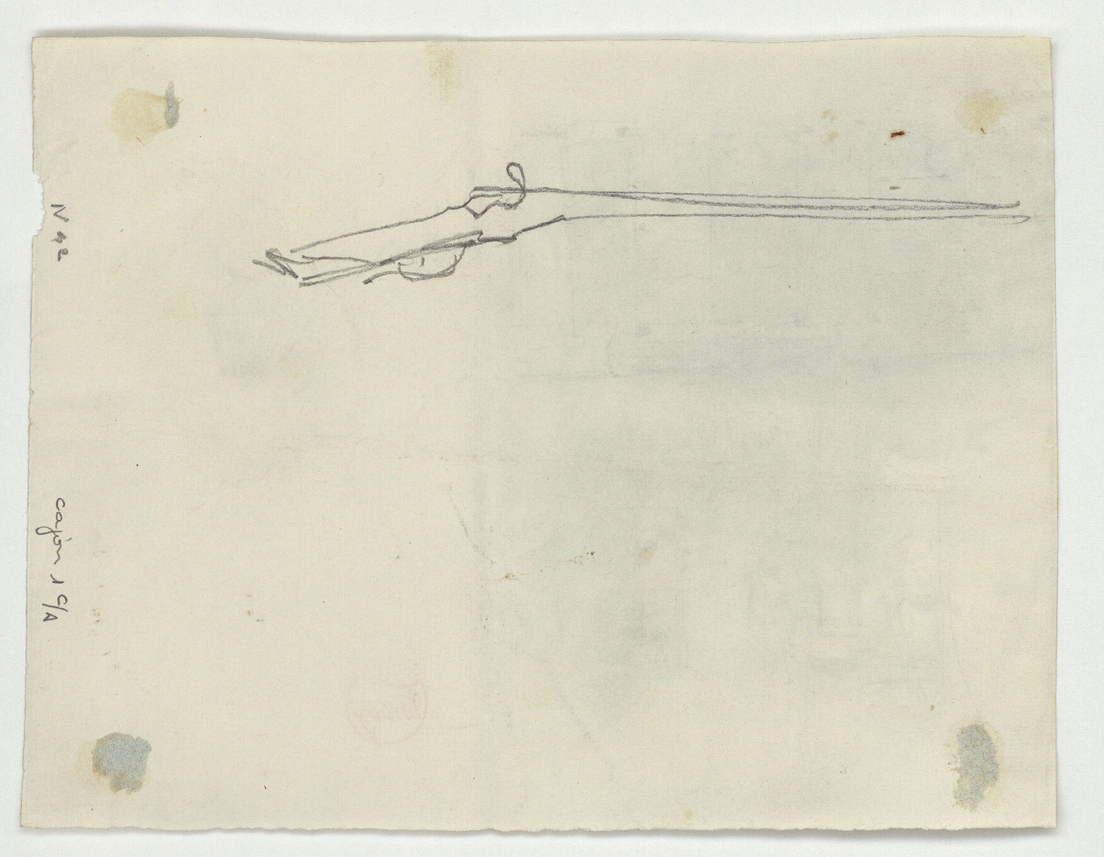 image for: Marià Fortuny - Engalzat de fusta i cap masculí (anvers) / Espingarda (revers) - Cap a 1867-1870 [1]