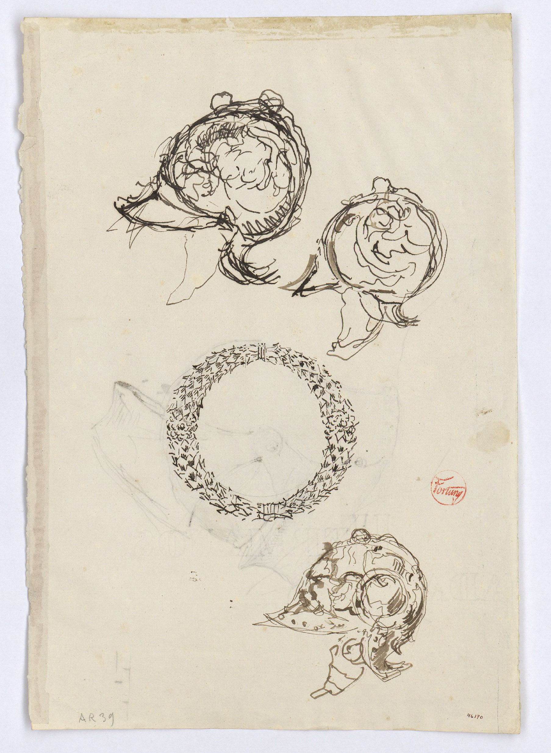 image for: Marià Fortuny - Cascs d&#039;estil renaixentista (anvers) / Casc medieval (revers) - Cap a 1867-1872