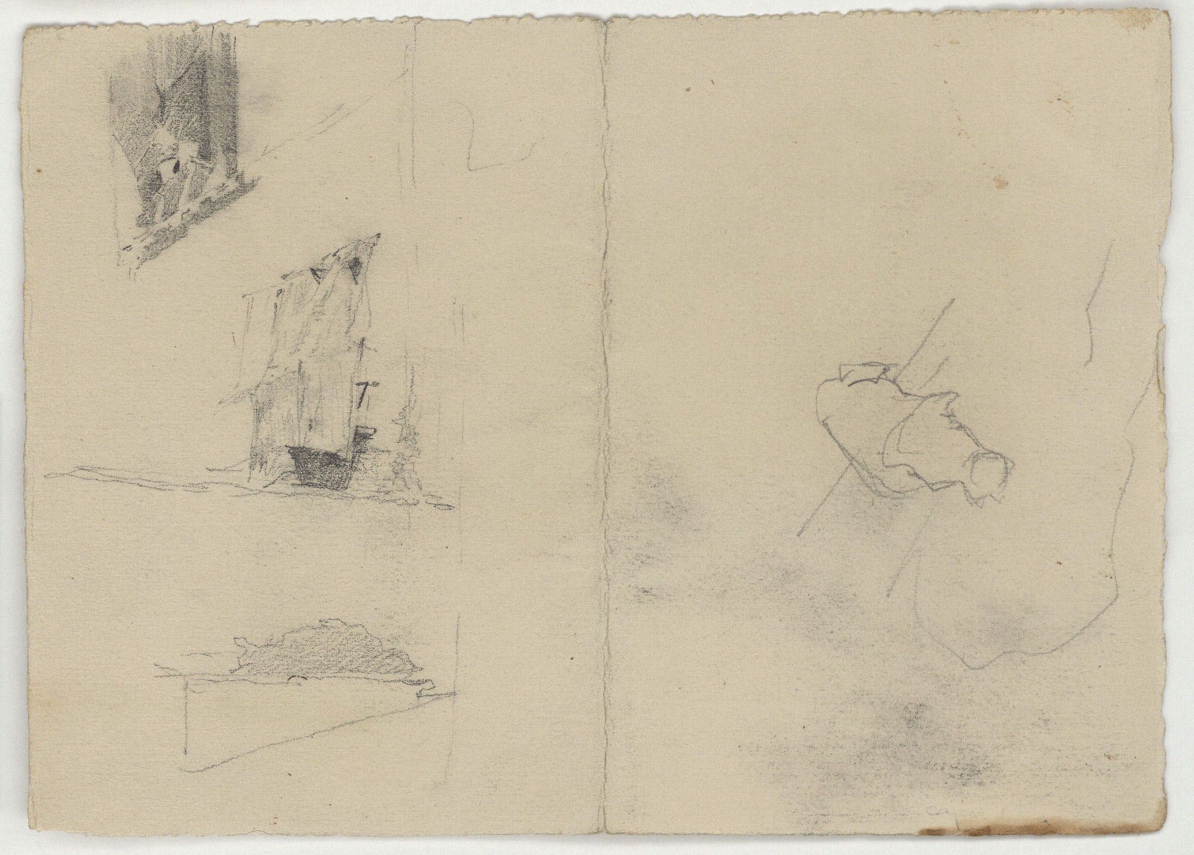 image for: Marià Fortuny - Casa darrere d&#039;una tàpia (anvers) / Finestra, balcó, tàpia i croquis inconcret (revers) - Cap a 1870-1872 [1]