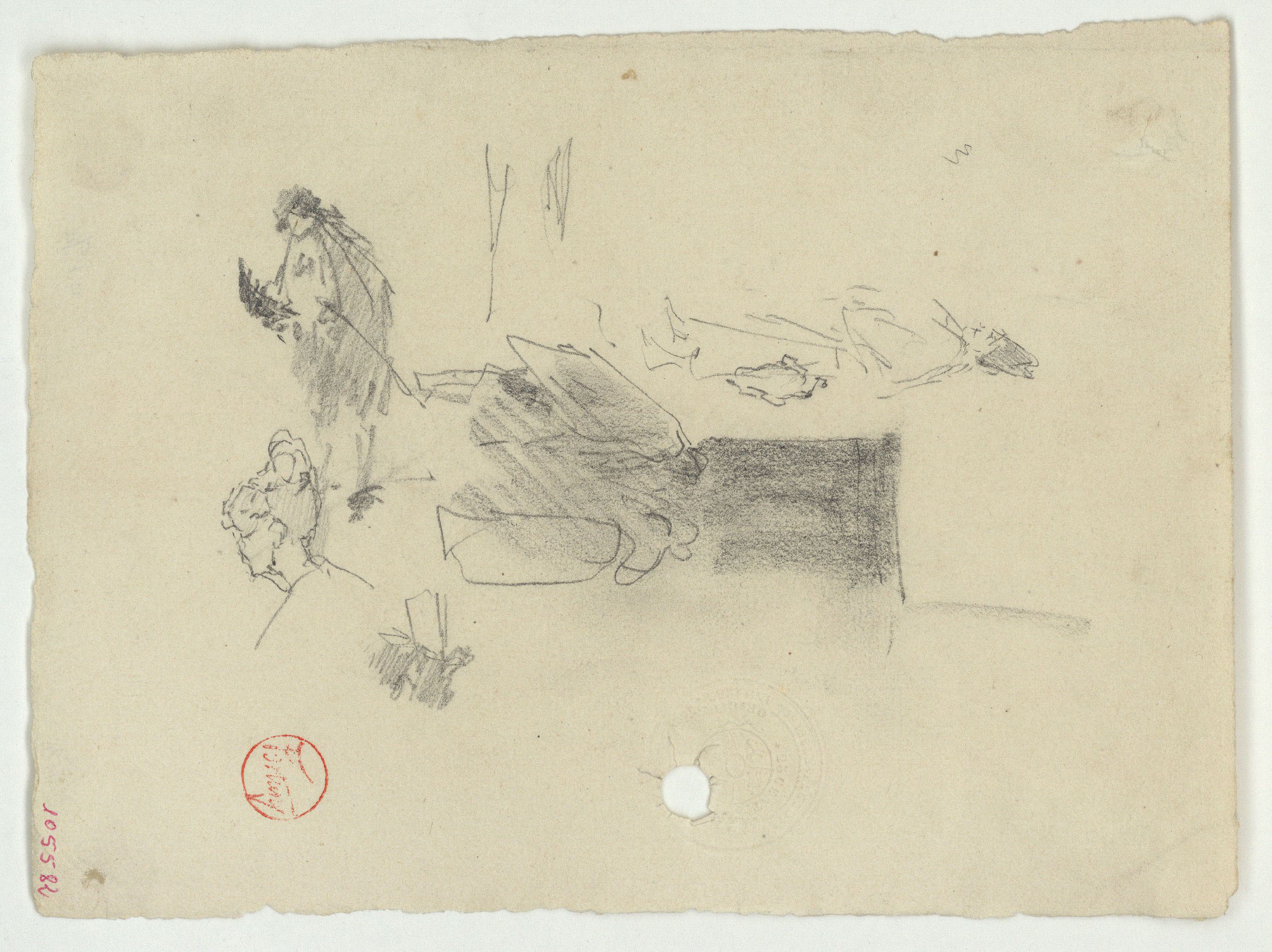 image for: Marià Fortuny - Esbós de figures masculines del segle XVIII - Cap a 1867-1872