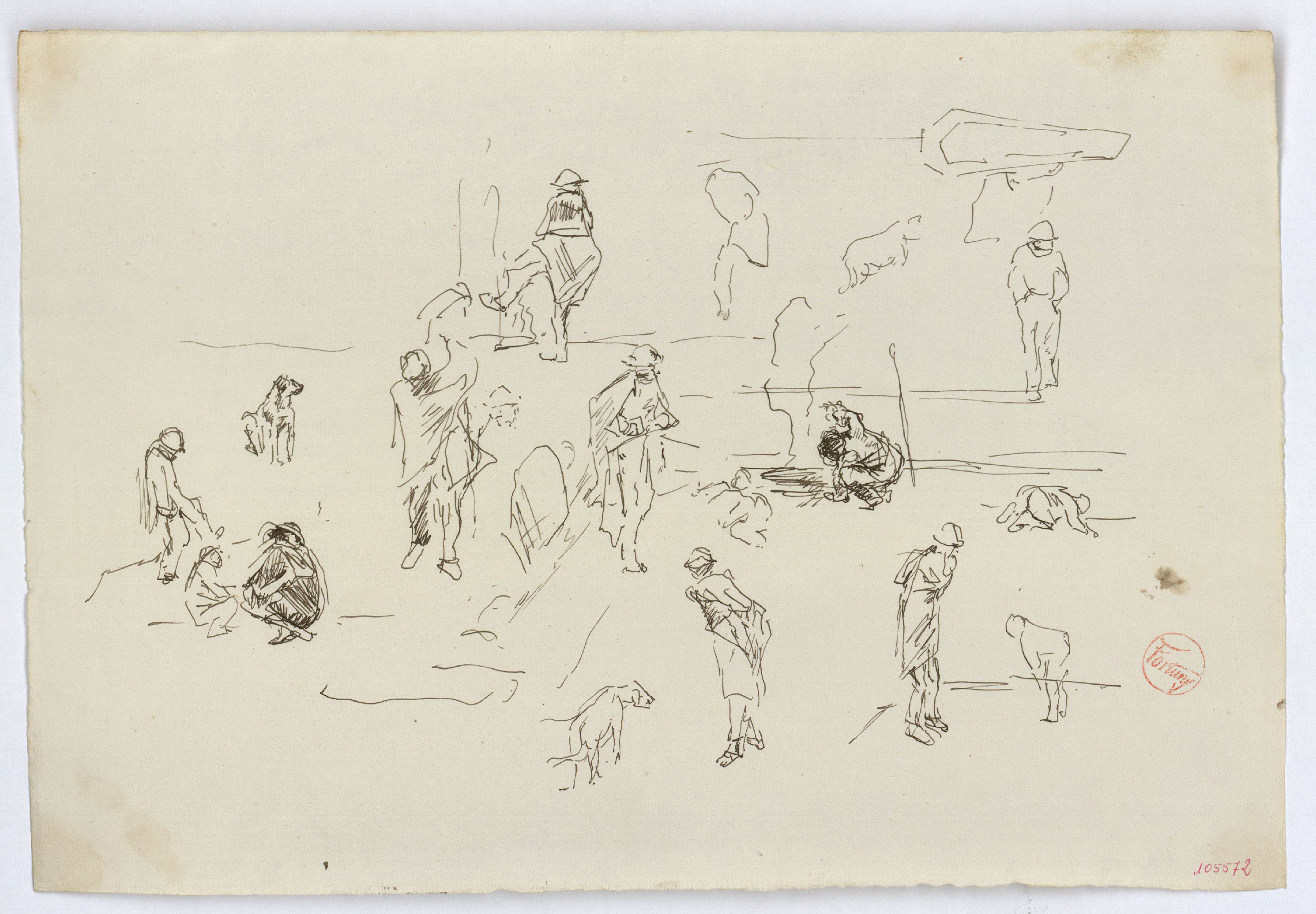 image for: Marià Fortuny - Figures masculines i gossos - Cap a 1870-1872