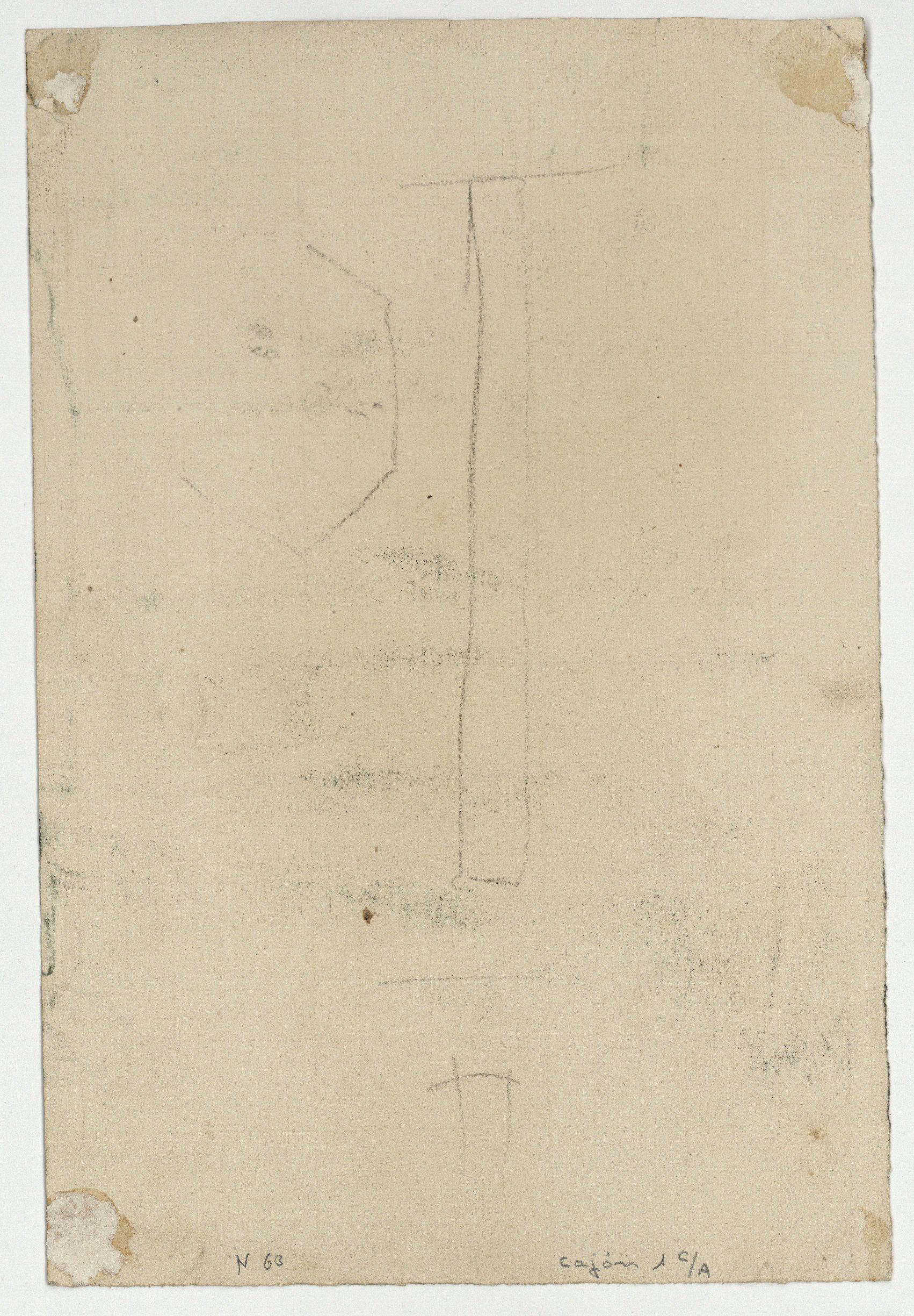 image for: Marià Fortuny - Detall d&#039;una entrada (anvers) / Croquis inconcret (revers) - Cap a 1867-1870 [1]