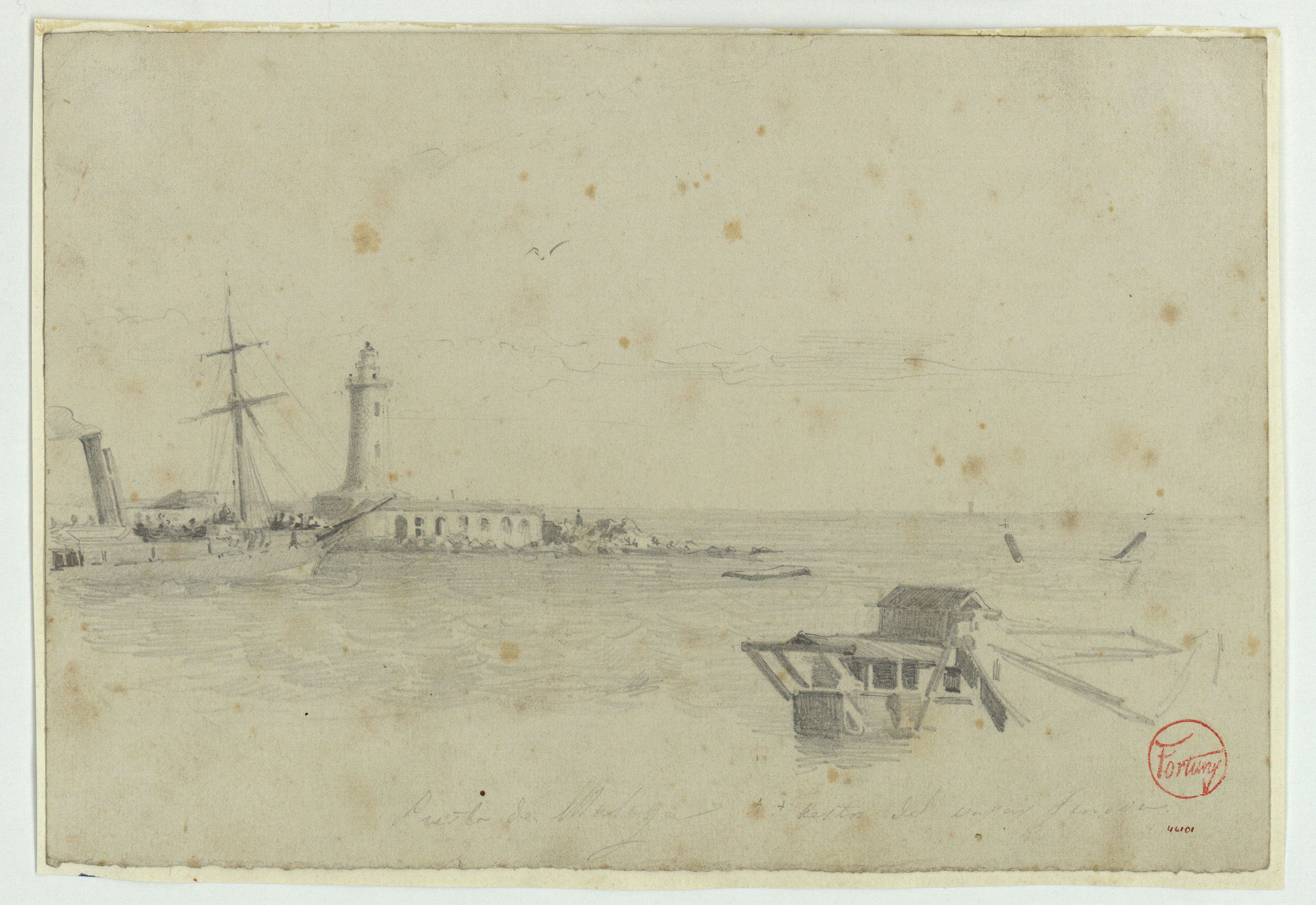 image for: Marià Fortuny - Puerto de Málaga. Restos del vapor Génova - 1860