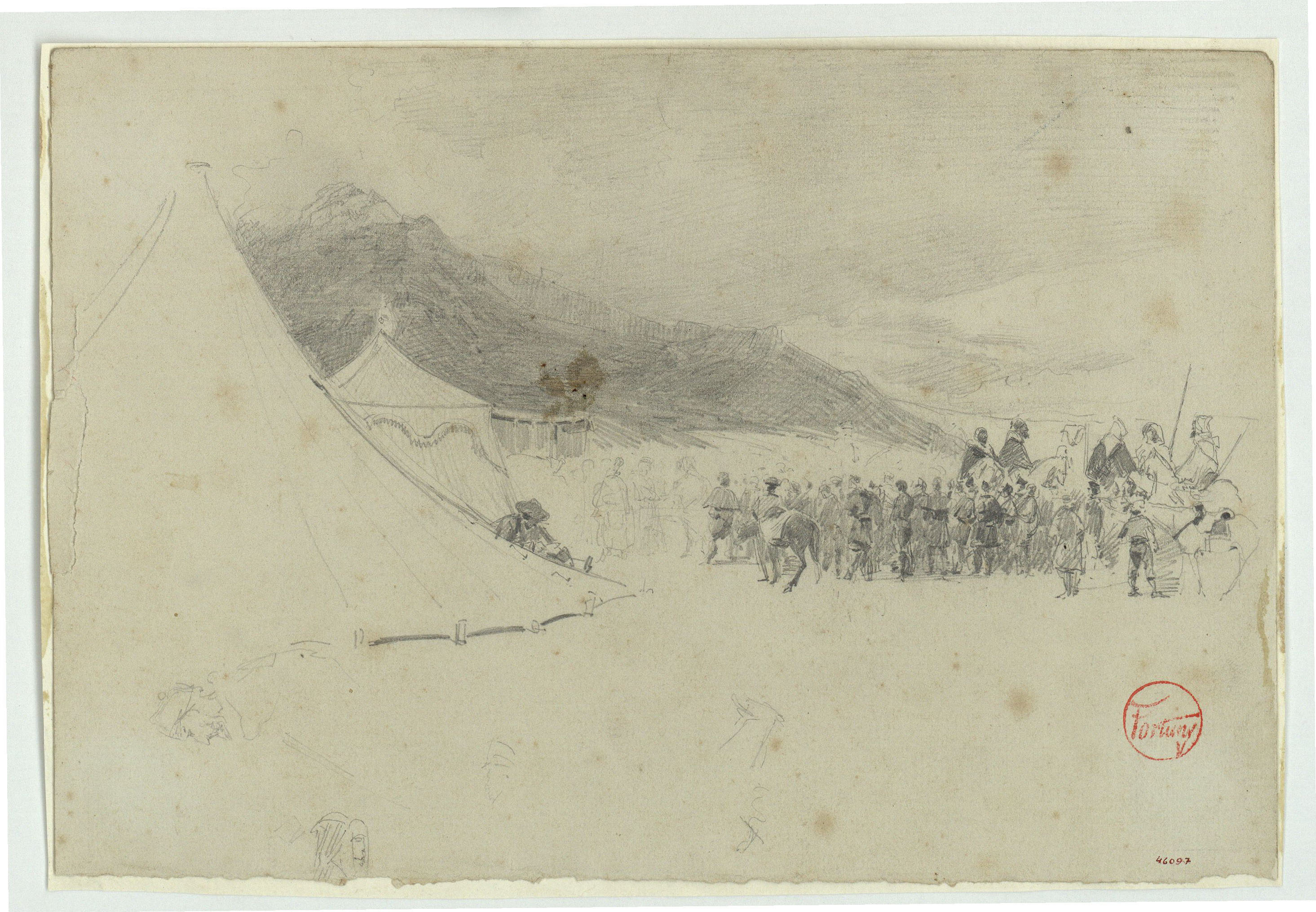 image for: Marià Fortuny - Campament marroquí amb soldats espanyols - Cap a 1860-1862