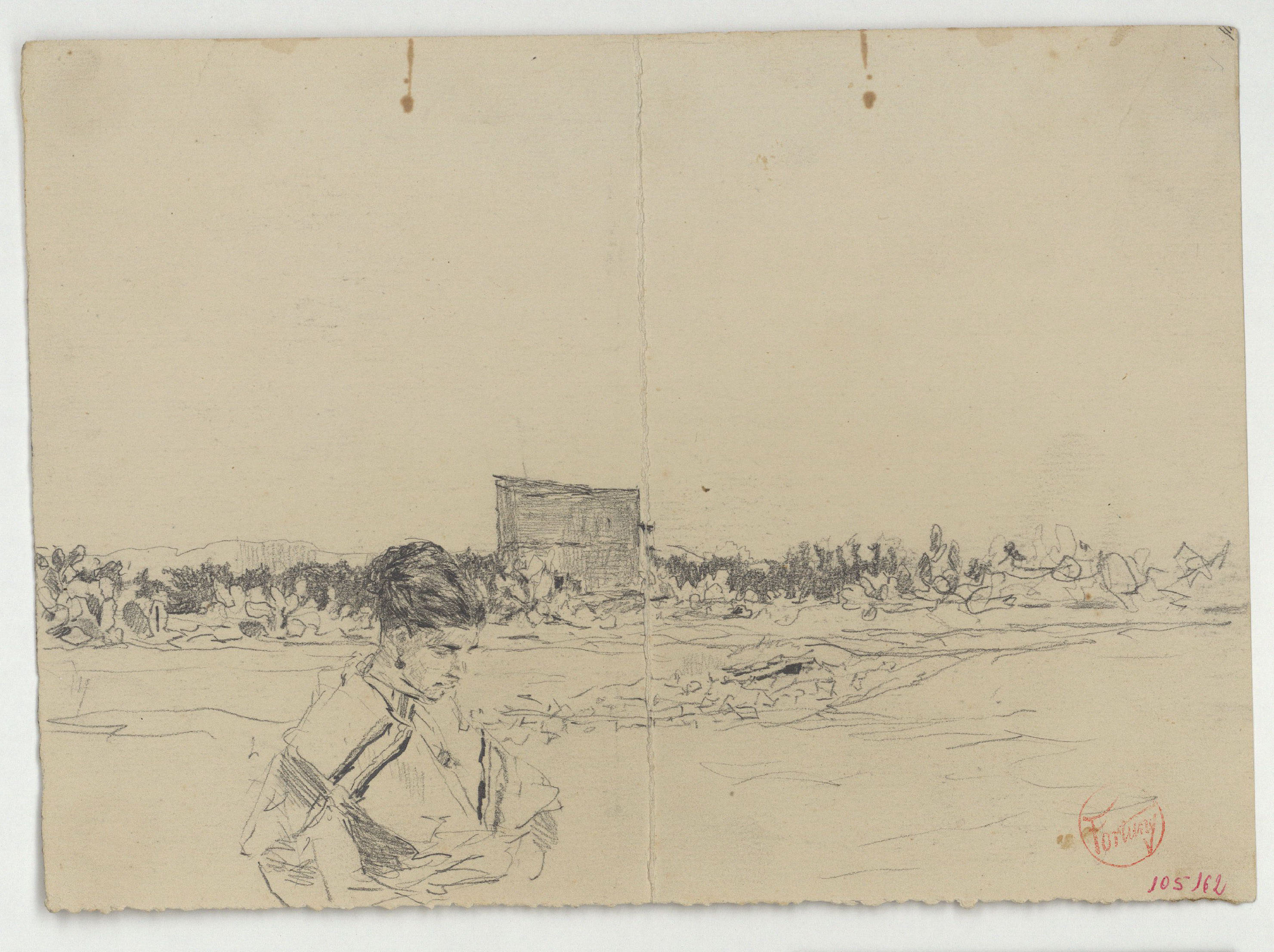 image for: Marià Fortuny - Paisatge amb figura femenina - Cap a 1867-1872