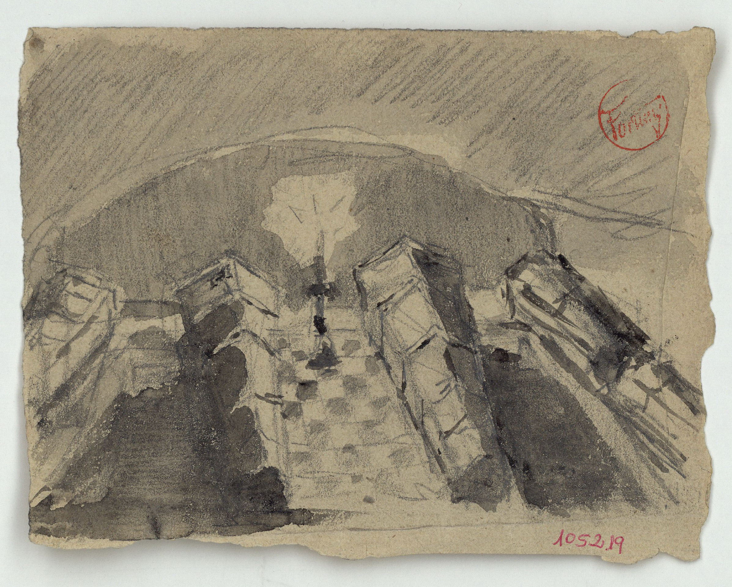 image for: Marià Fortuny - Esbós dels sarcòfags dels Reis Catòlics a la cripta de la Capella Reial de Granada - Cap a 1870-1872